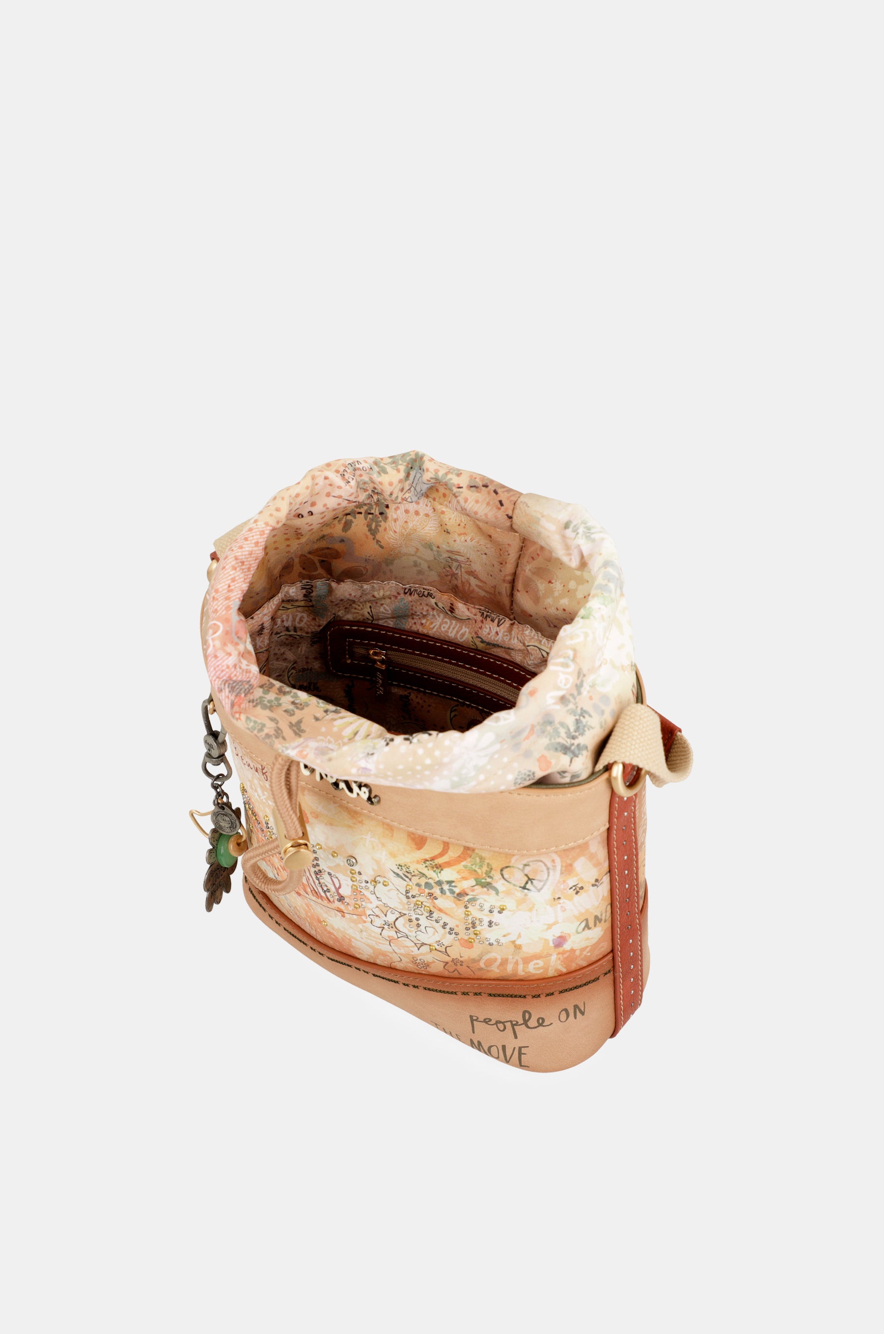 Borsa a tracolla Flower S con chiusura a corda