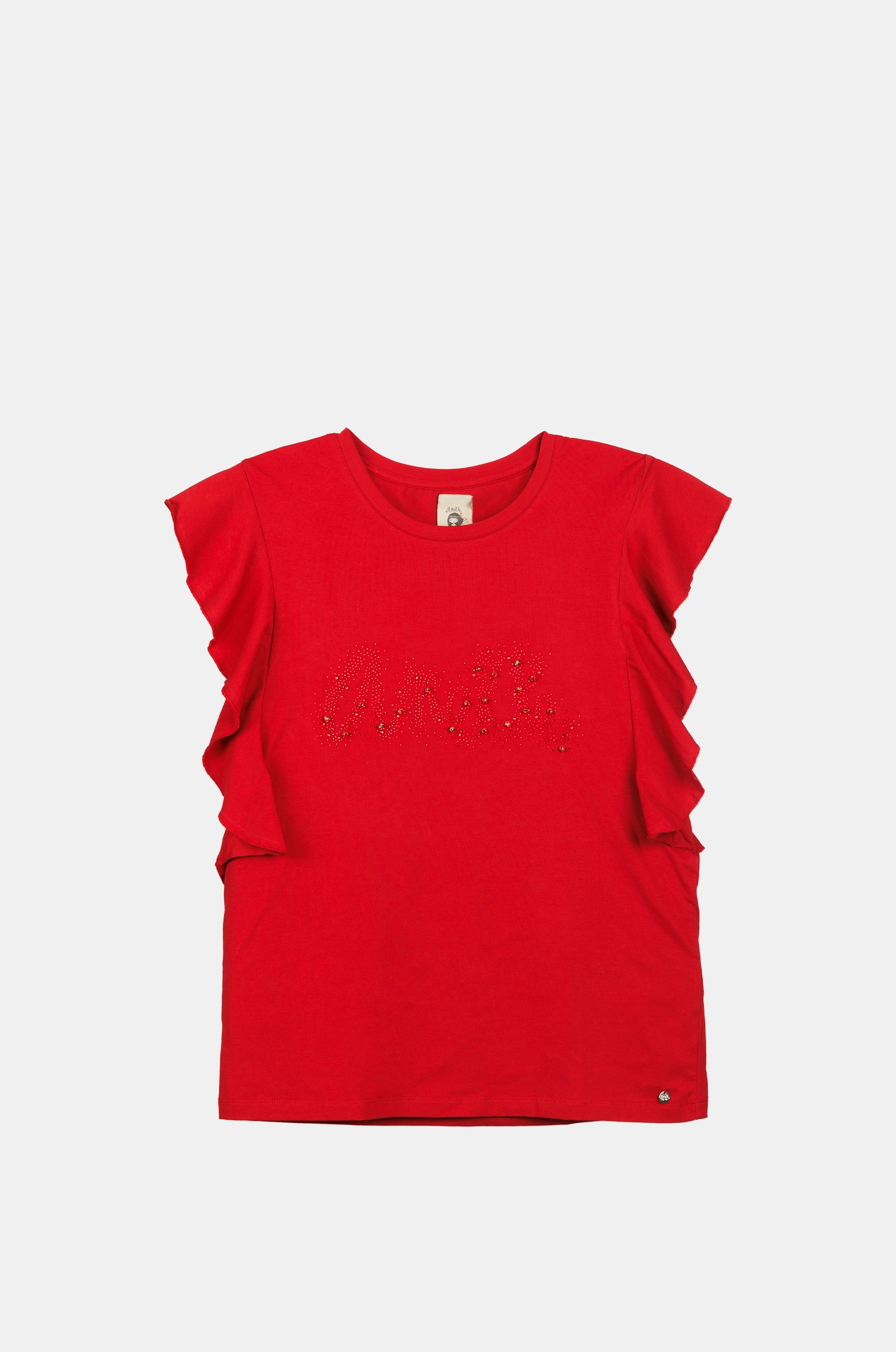 T-shirt rossa brillante a maniche corte Anekke