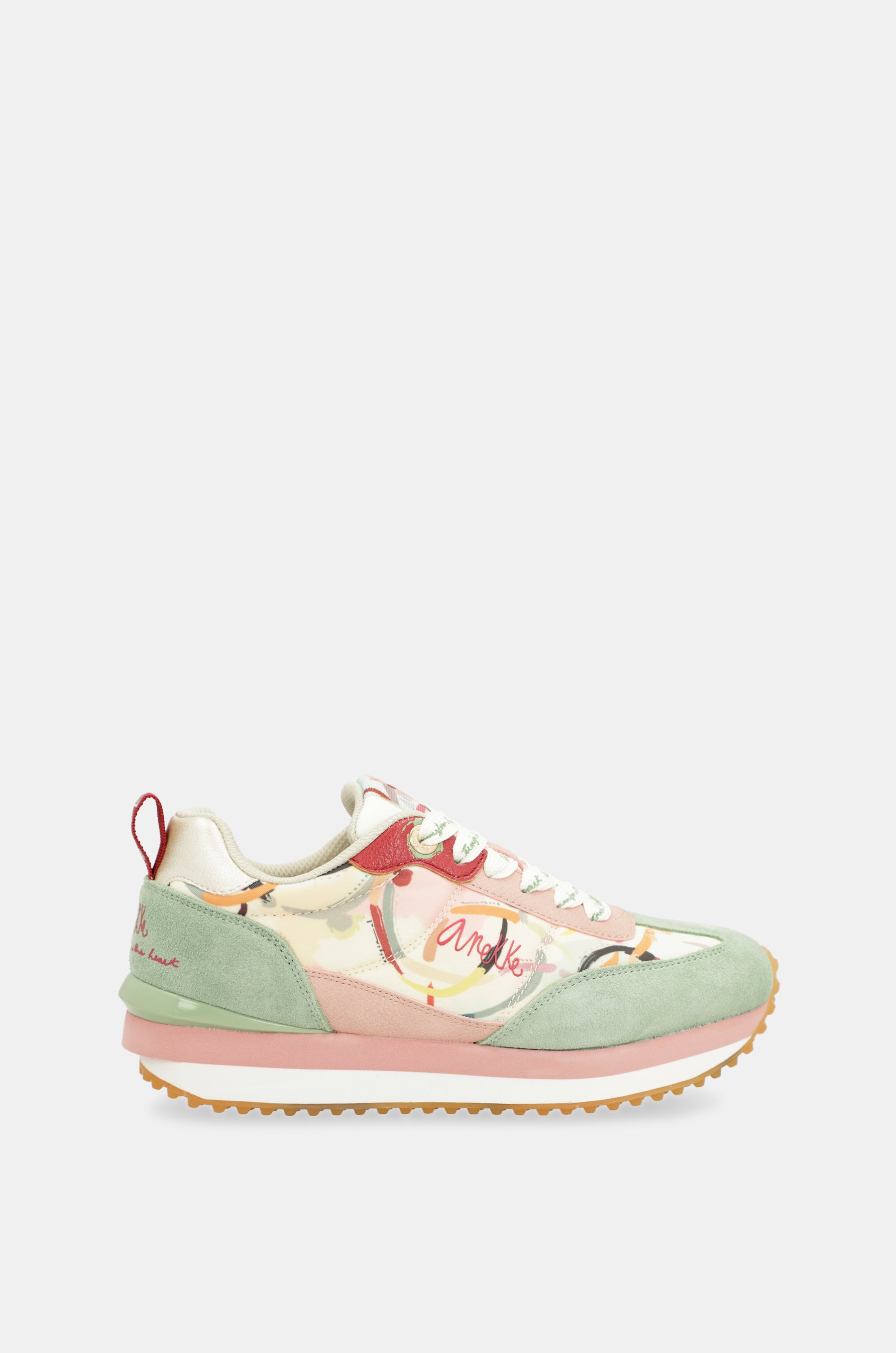 Anekke Sneakers Beige Donna - Smart Con Suola Dentata E Soletta Rimovibile, Design Moderno Con Stampa Unica, Cordini Regolabili