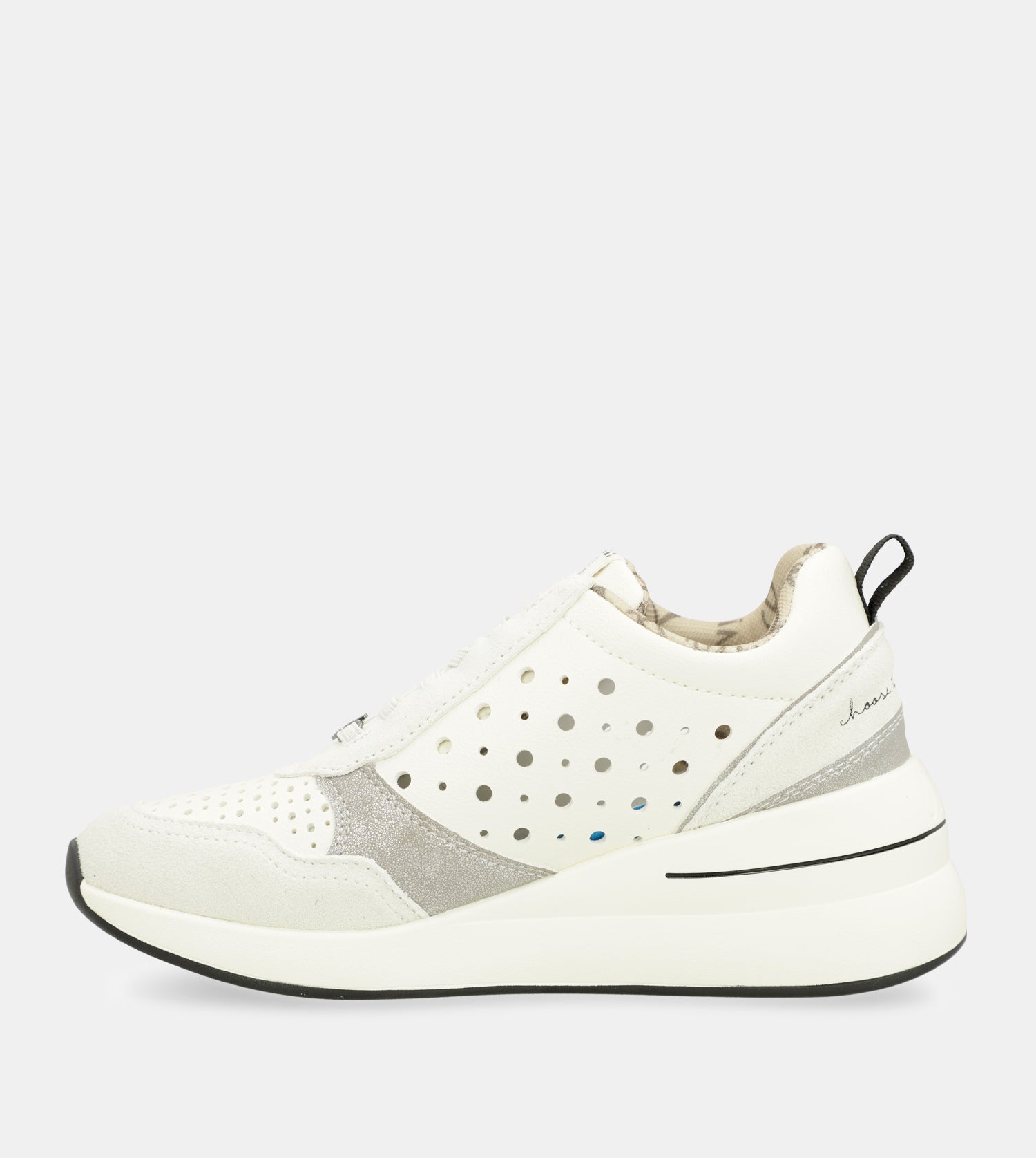 Sneakers bianche a forma di cuneo con pois