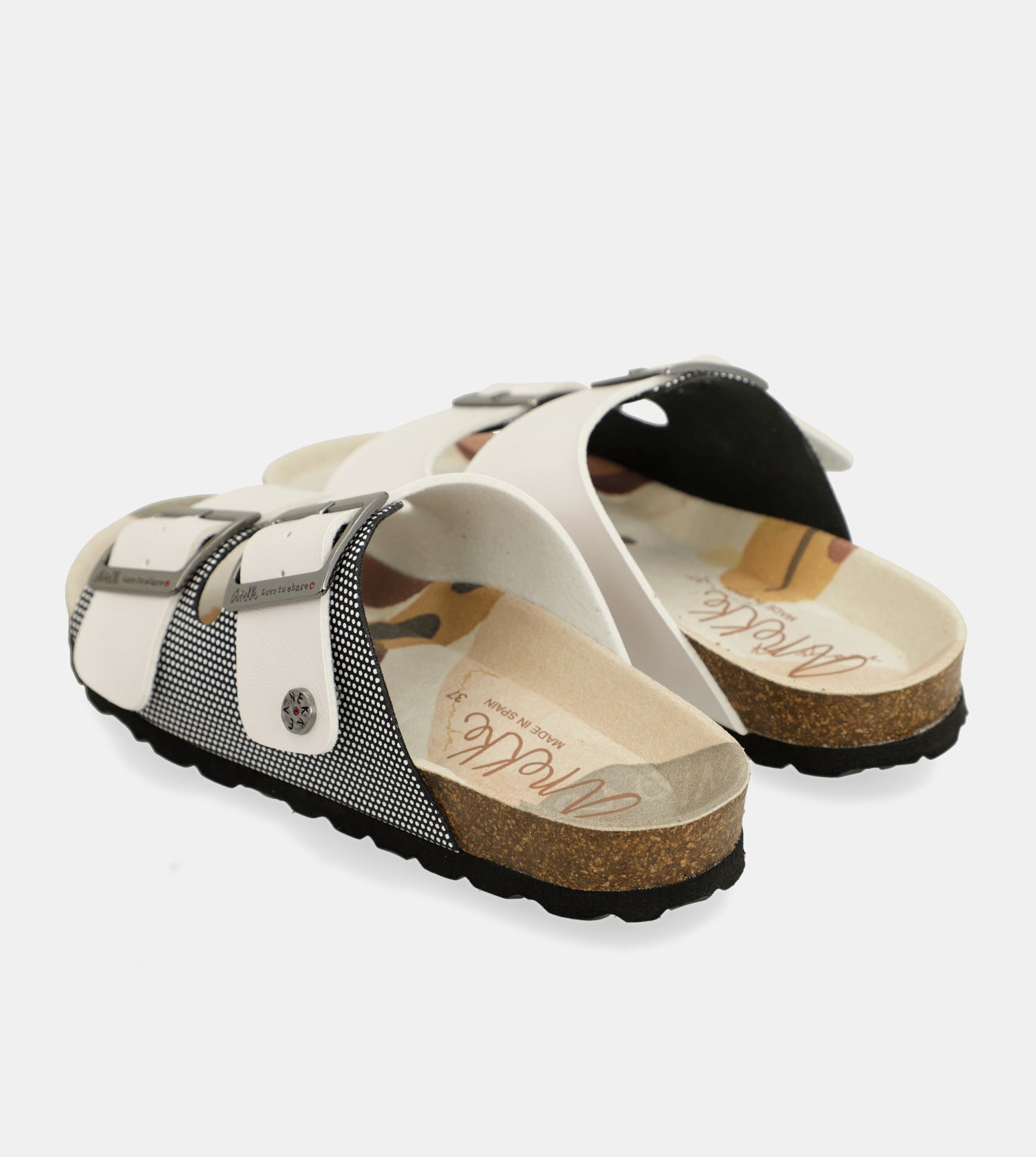 Sandali bio bianchi a pois