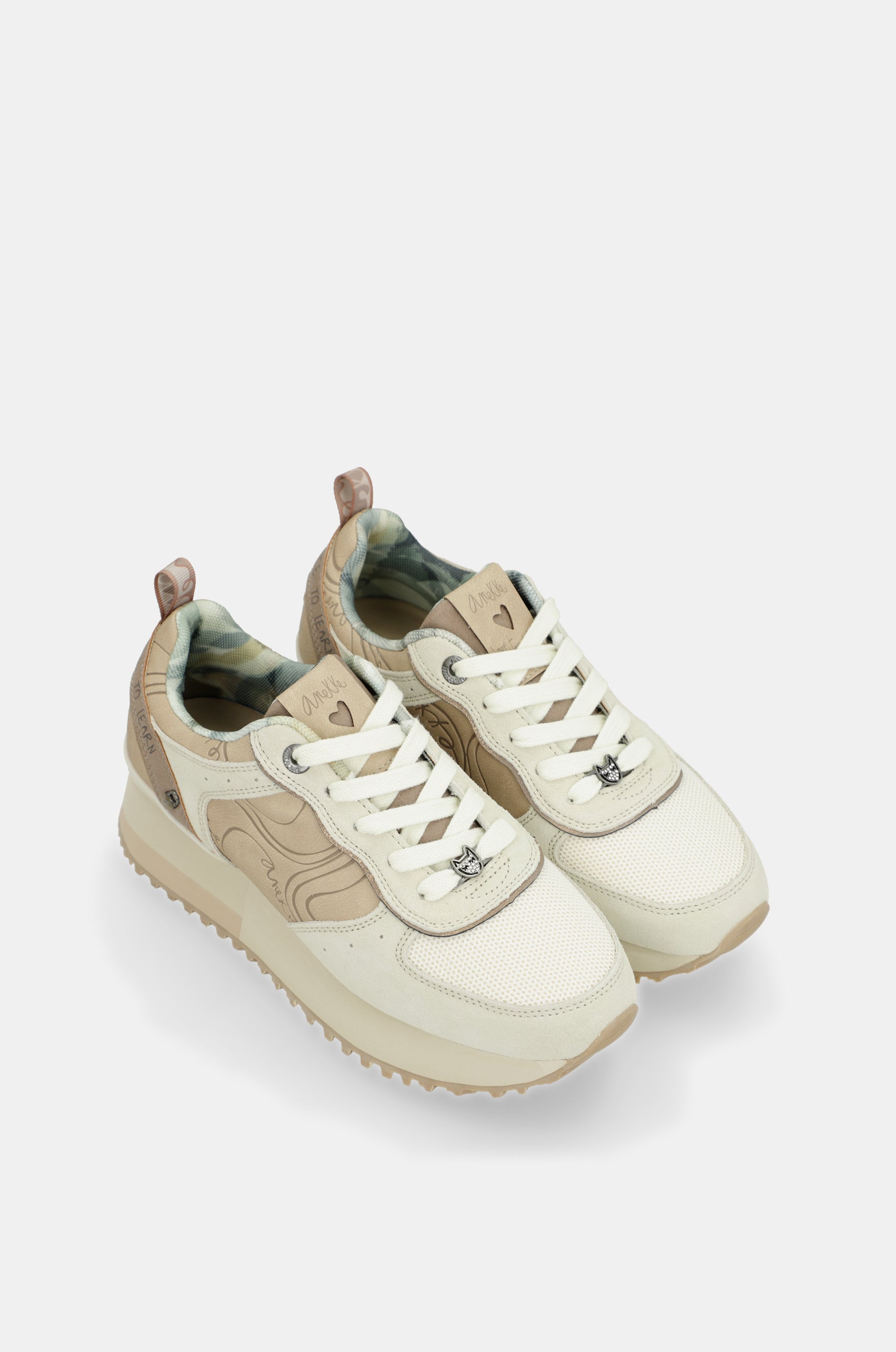 Sneakers piattaforma beige