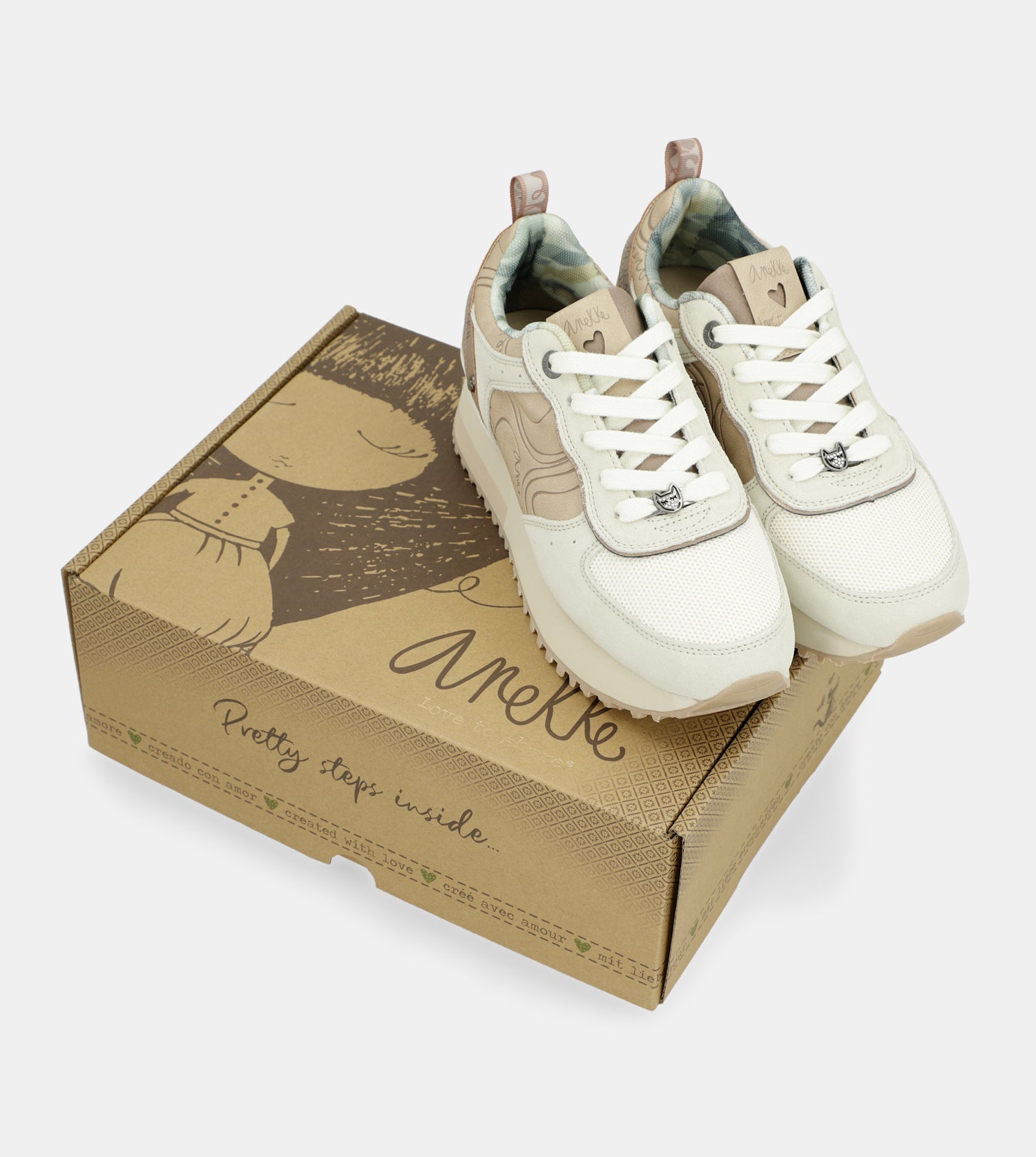 Sneakers piattaforma beige