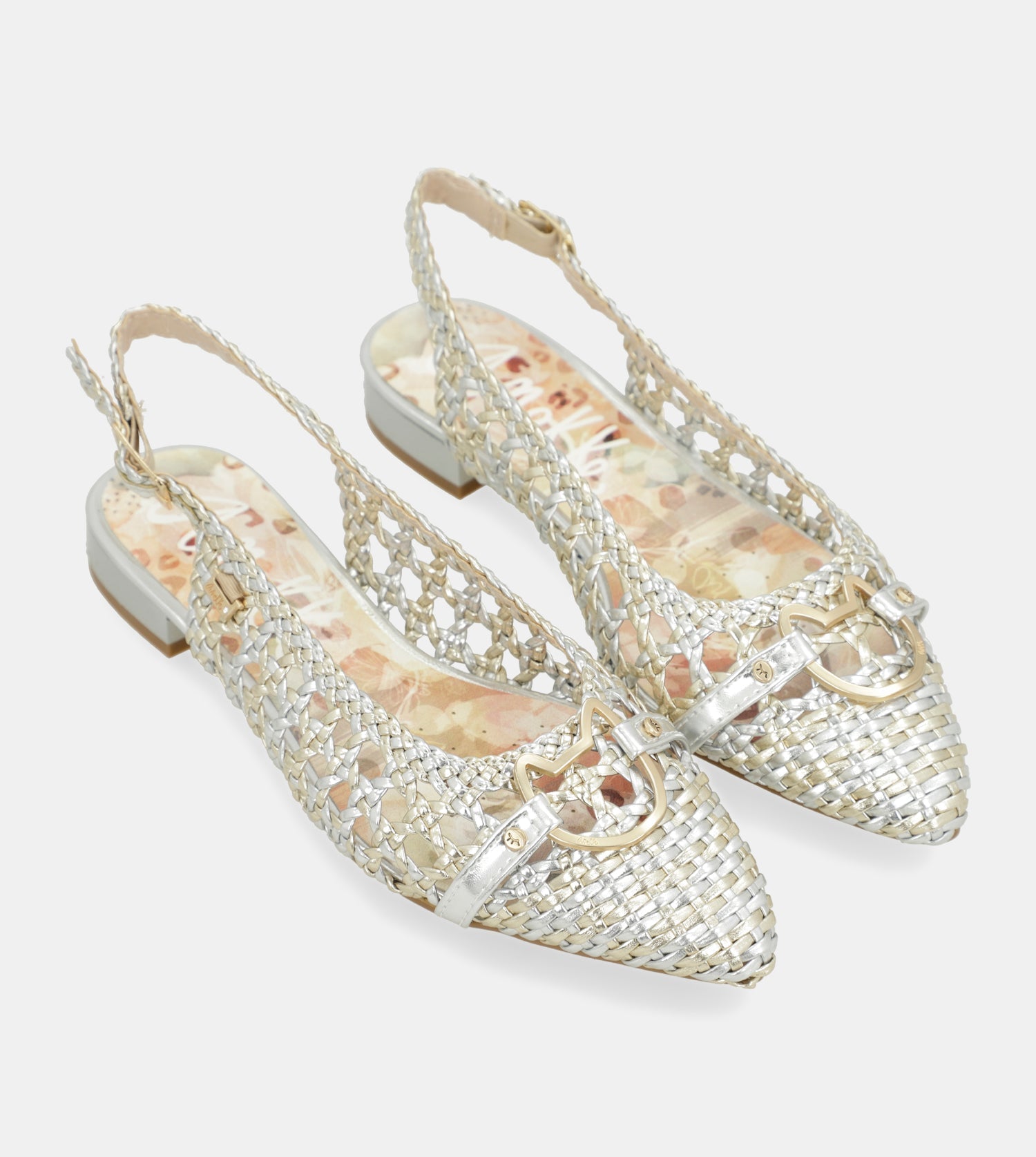 Ballerine slingback oro e argento
