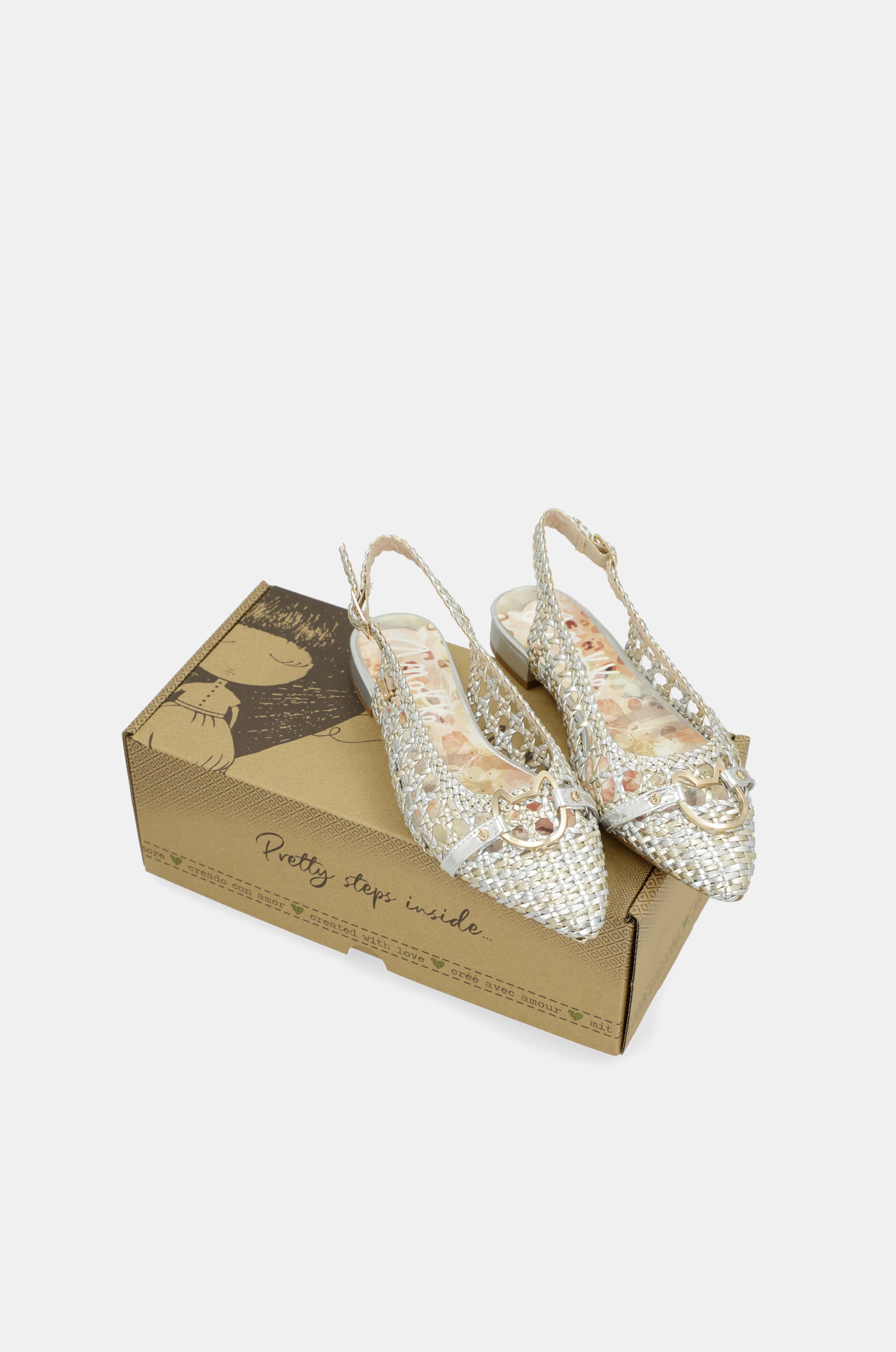 Ballerine slingback oro e argento