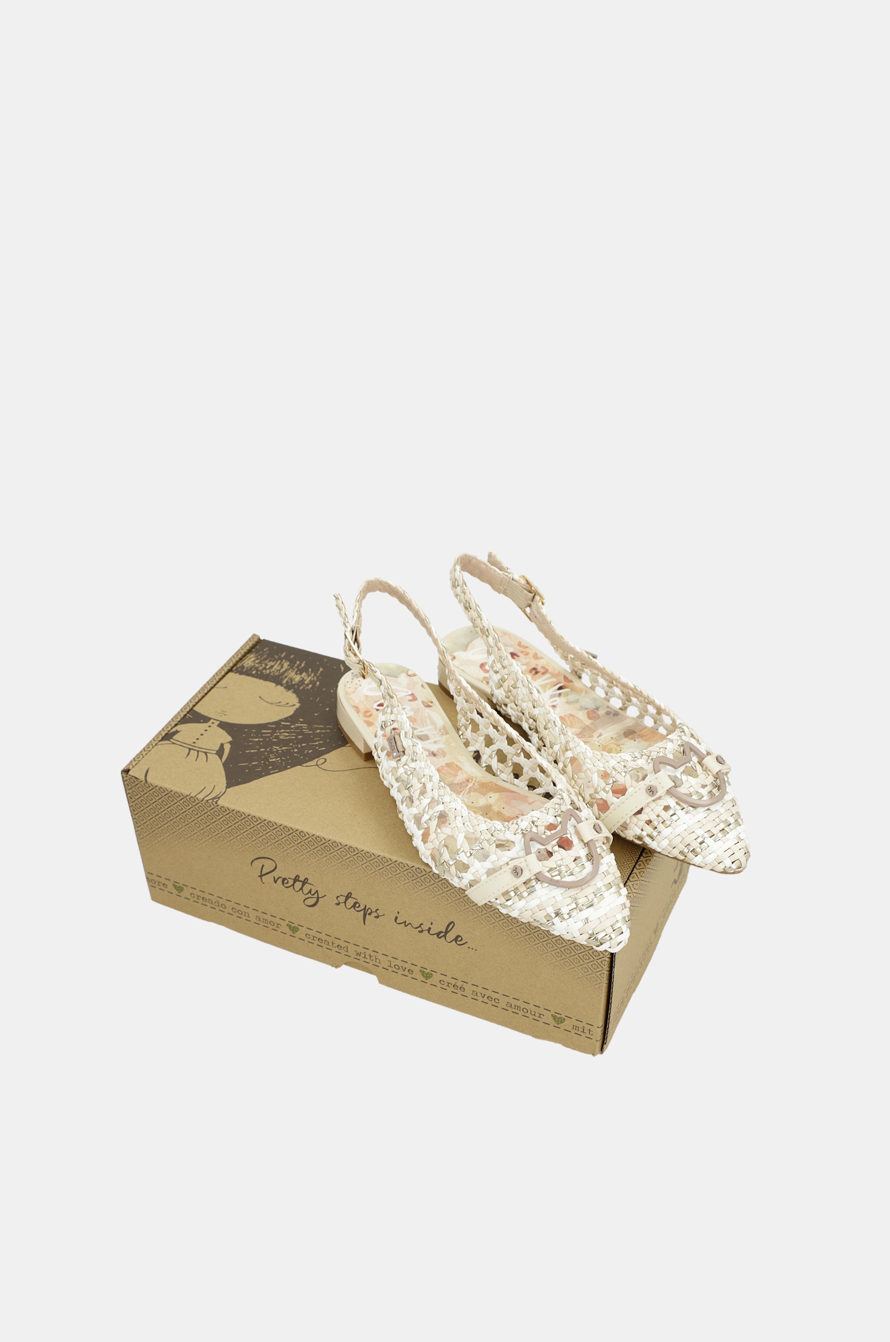 Ballerine slingback bianche e rosa