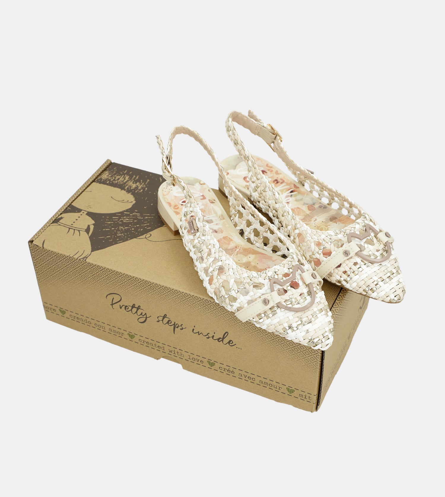 Ballerine slingback bianche e rosa