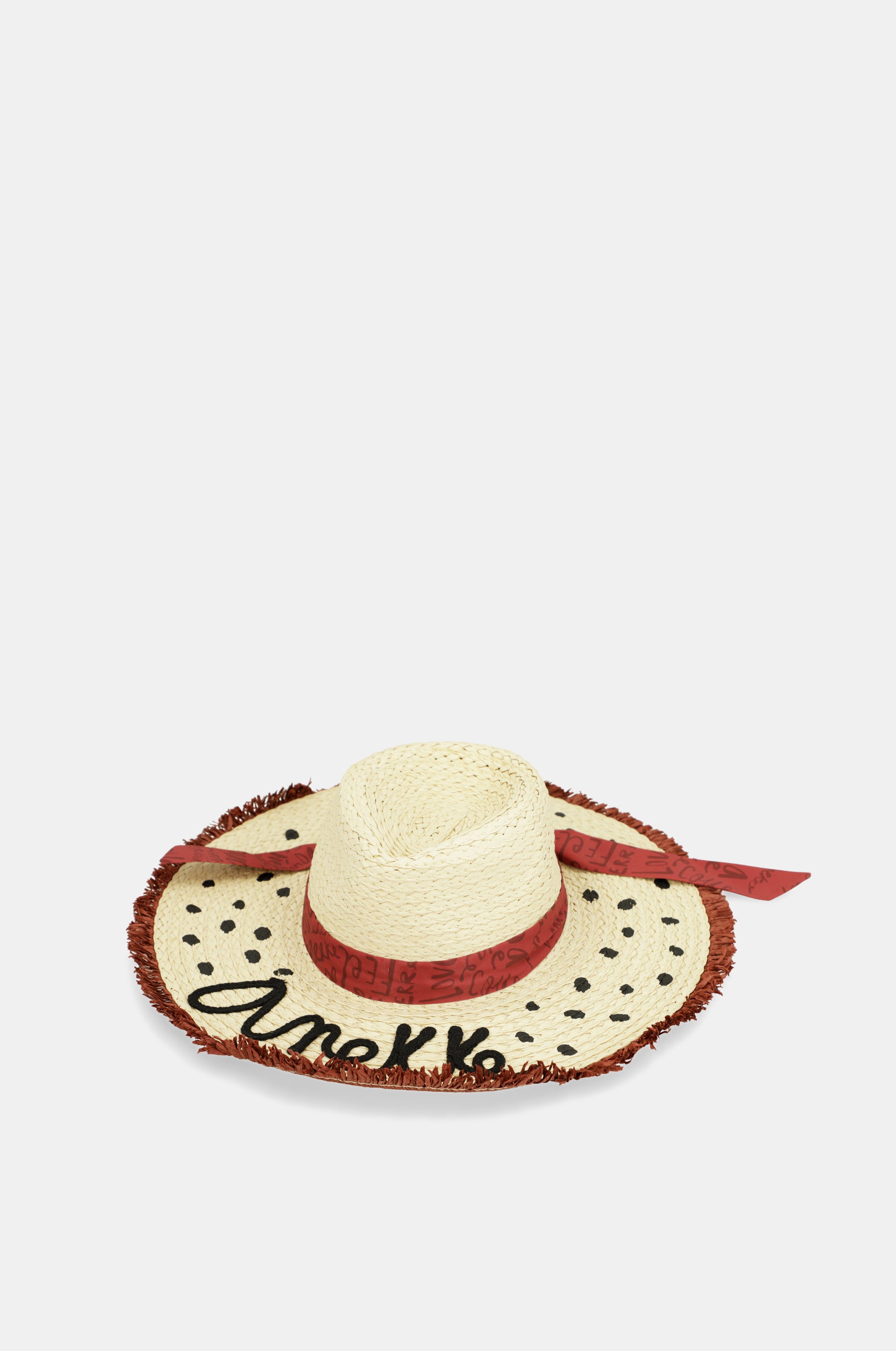 Cappello in rafia a pois