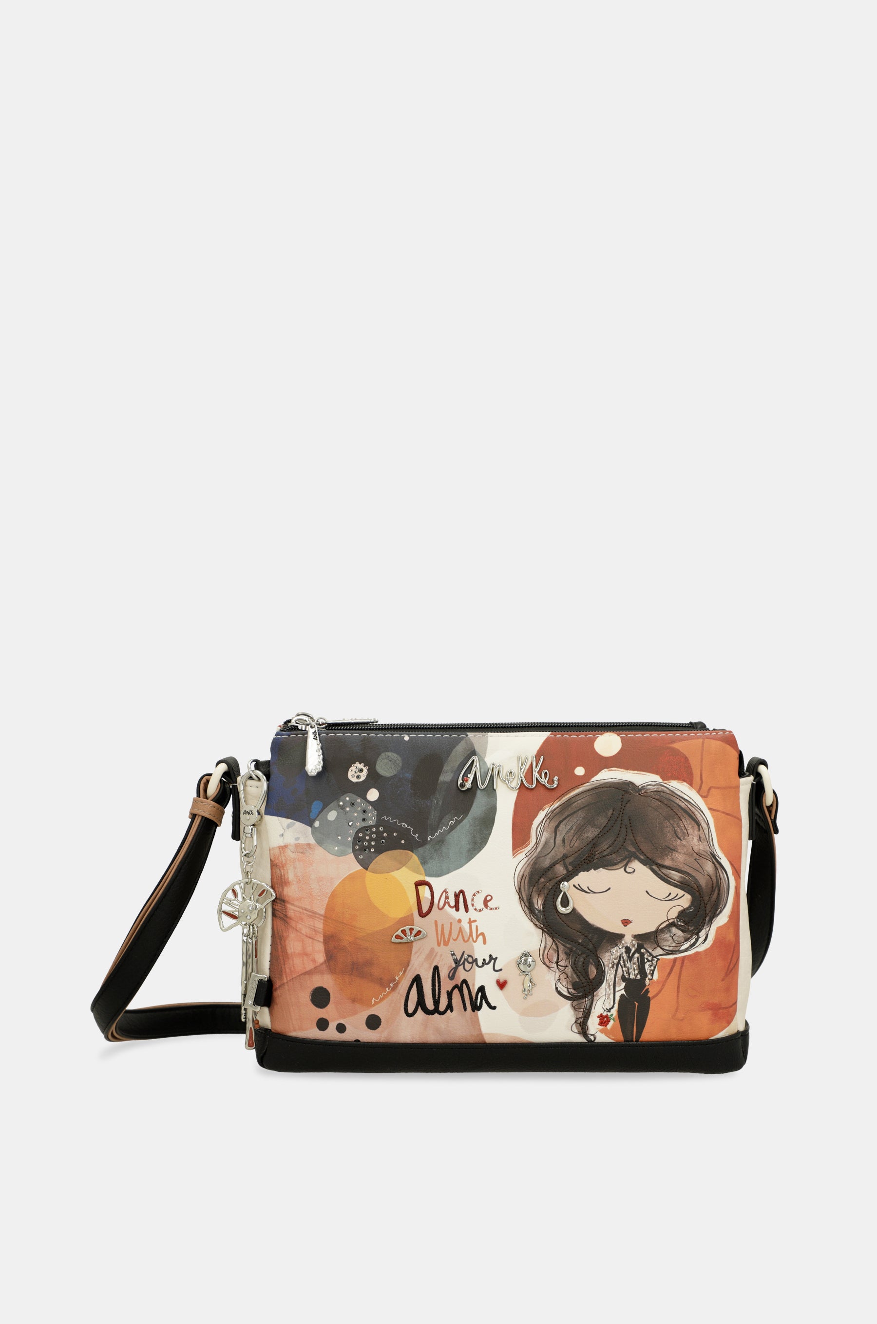 Borsa a tracolla stampata Alma 3 scomparti