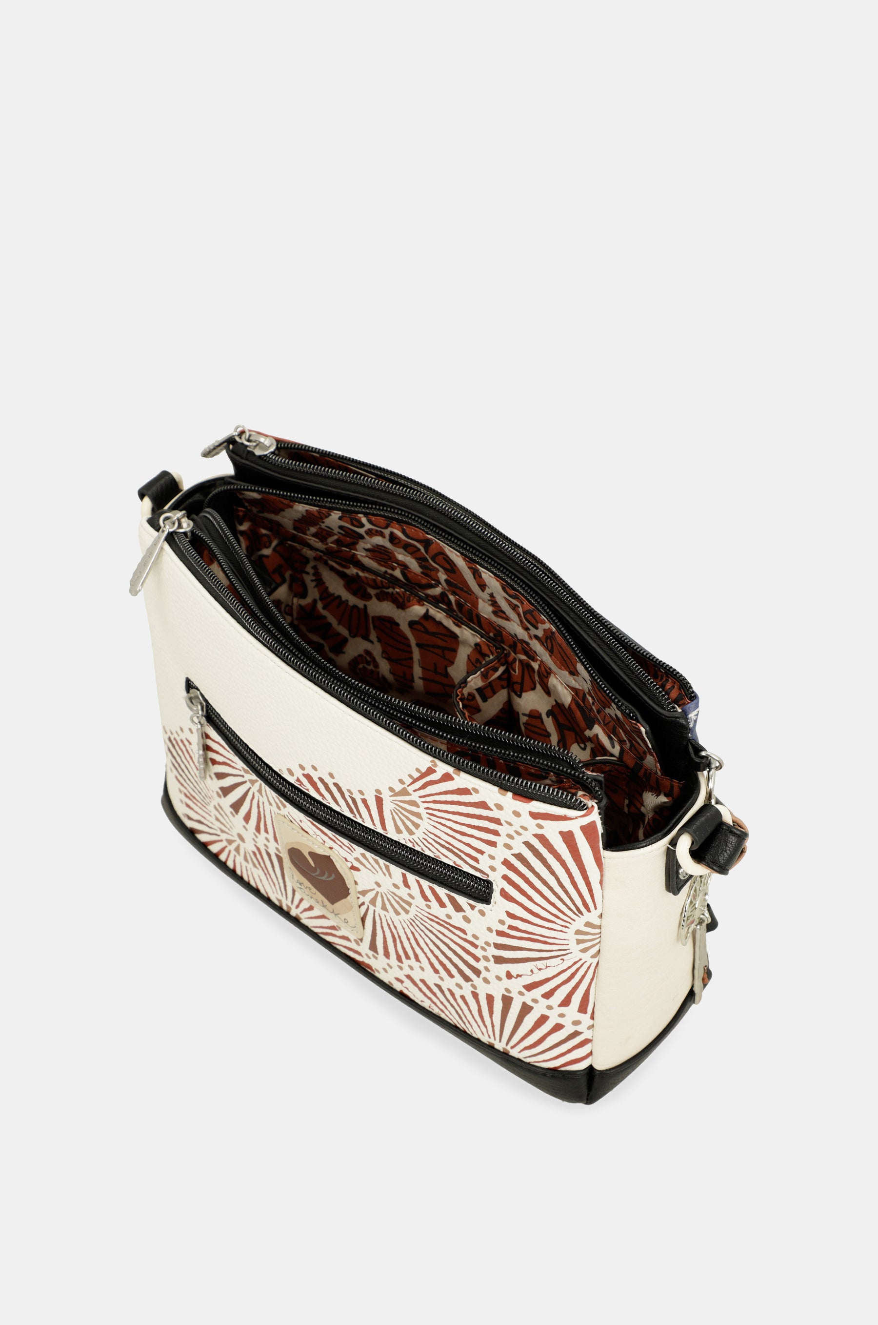 Borsa a tracolla stampata Alma 3 scomparti