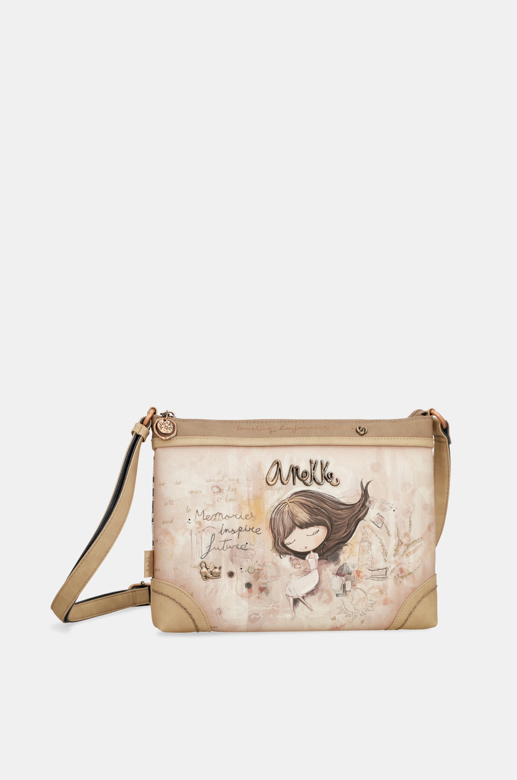 Borsa a tracolla grande con stampa Memories