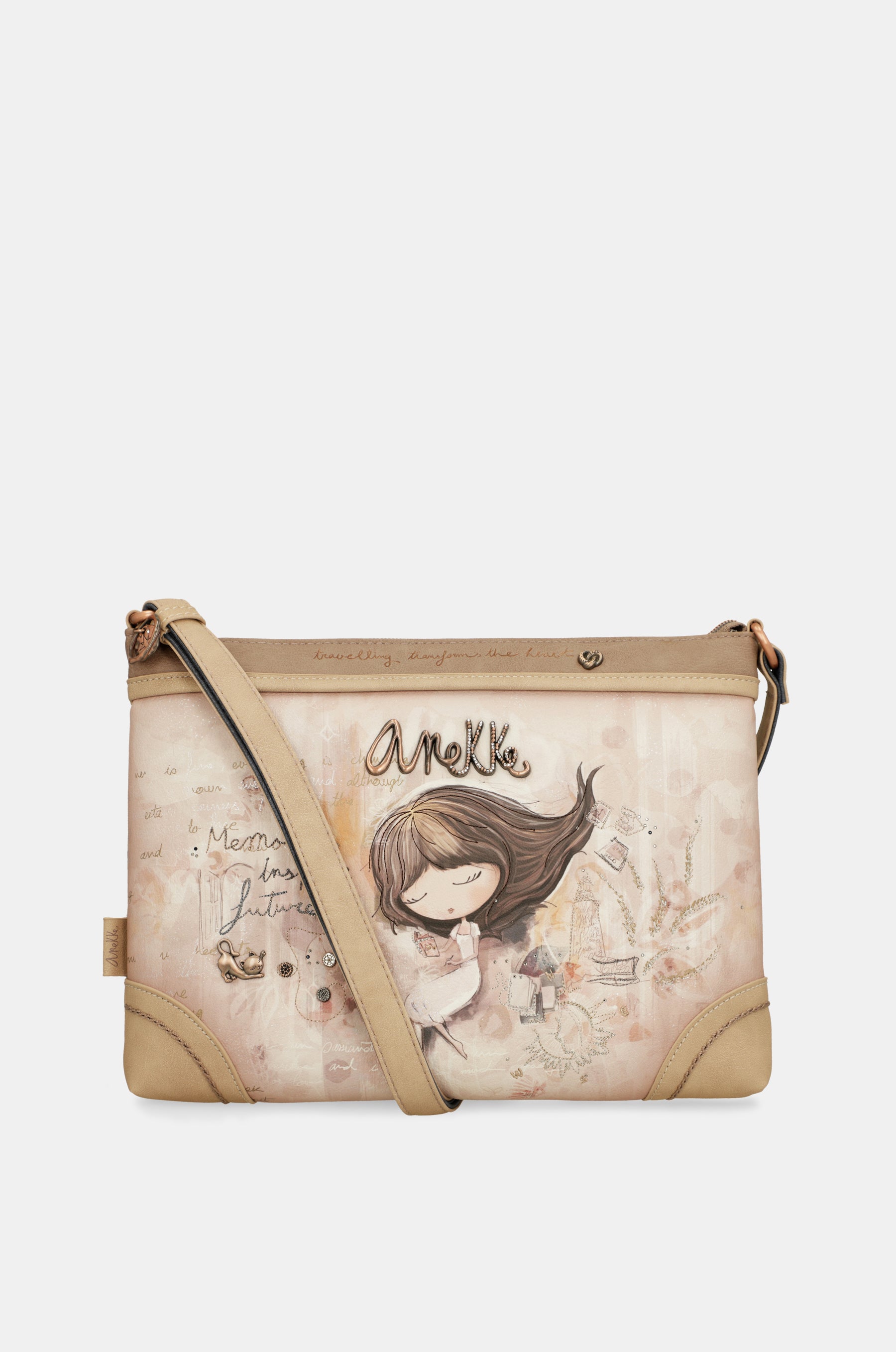 Borsa a tracolla grande con stampa Memories