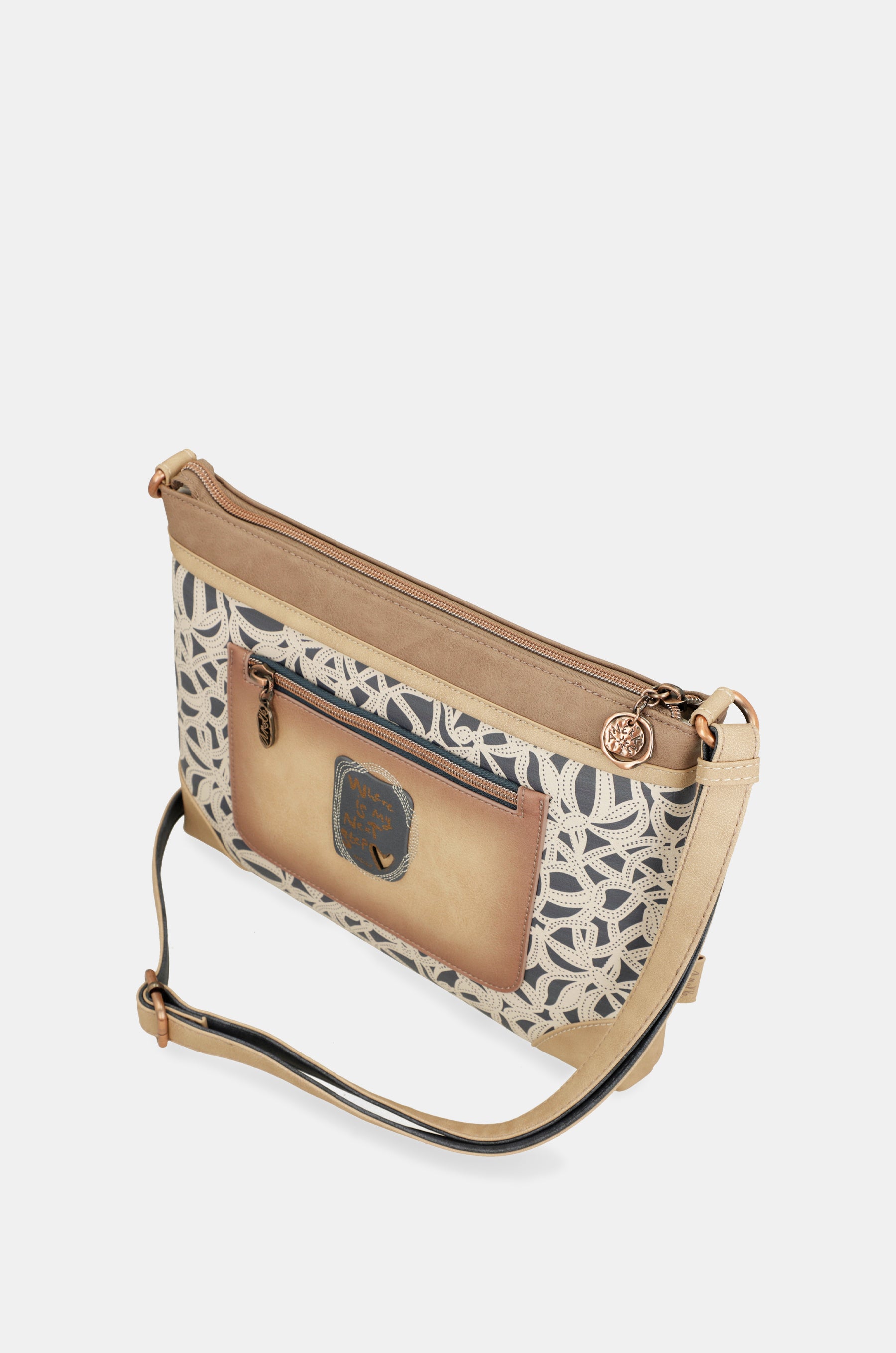 Borsa a tracolla grande con stampa Memories