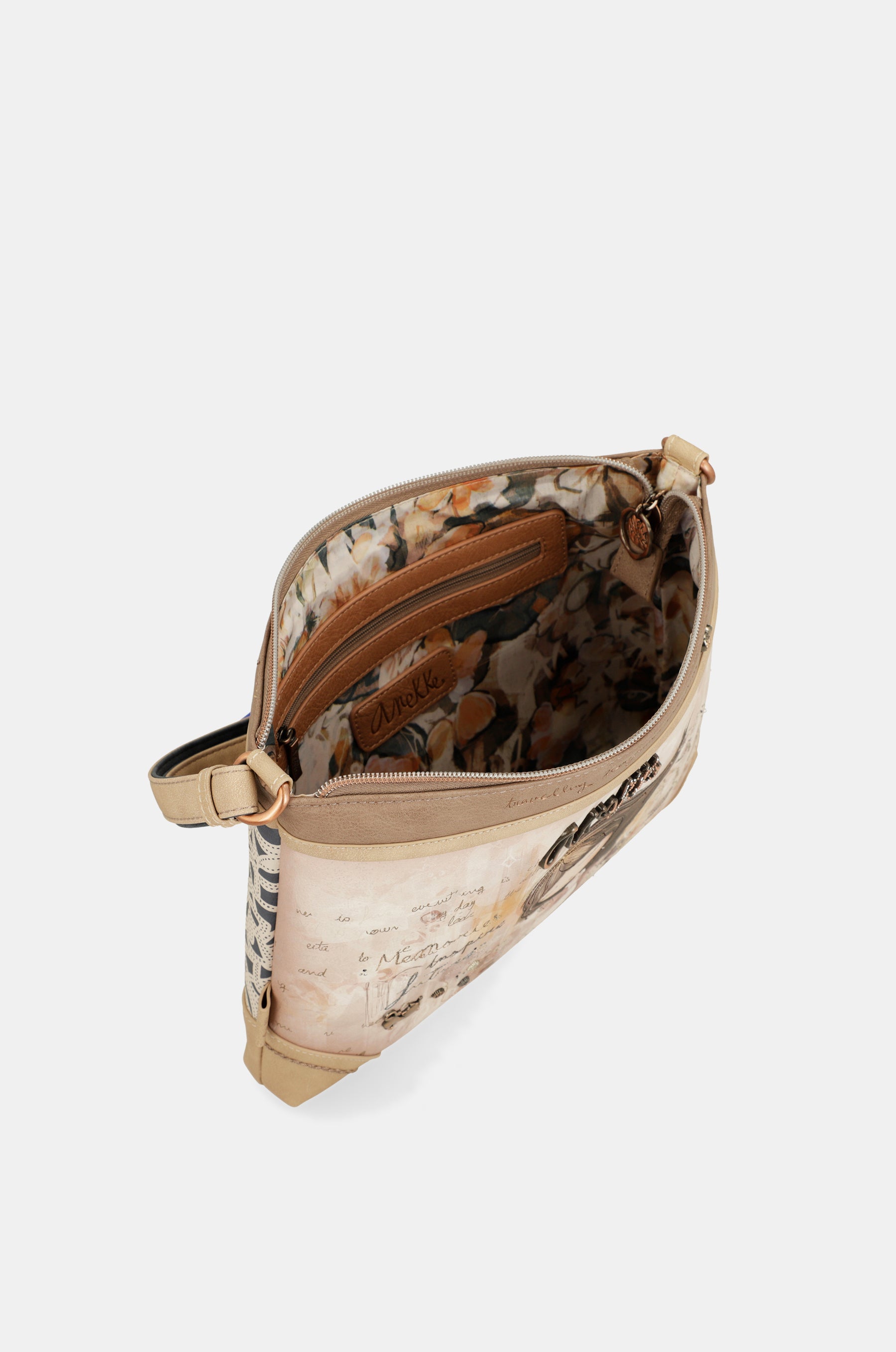 Borsa a tracolla grande con stampa Memories