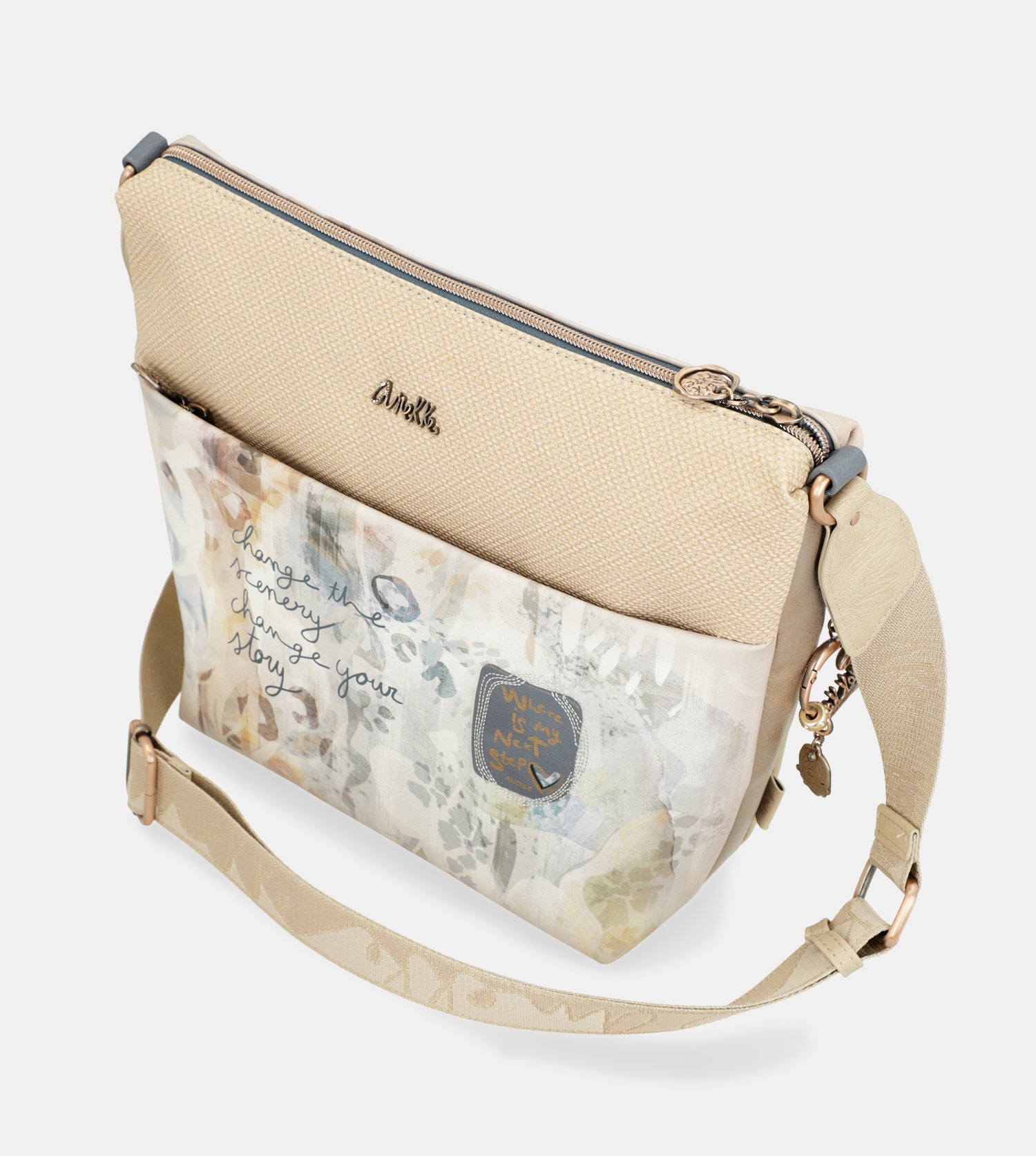 Borsa a tracolla grande Memories con tasca frontale