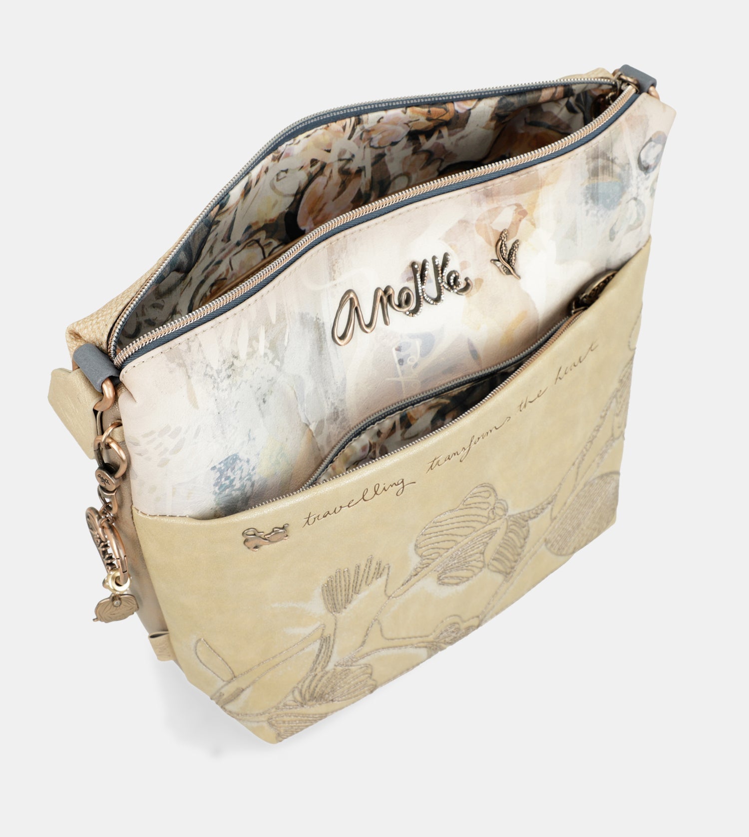 Borsa a tracolla grande Memories con tasca frontale