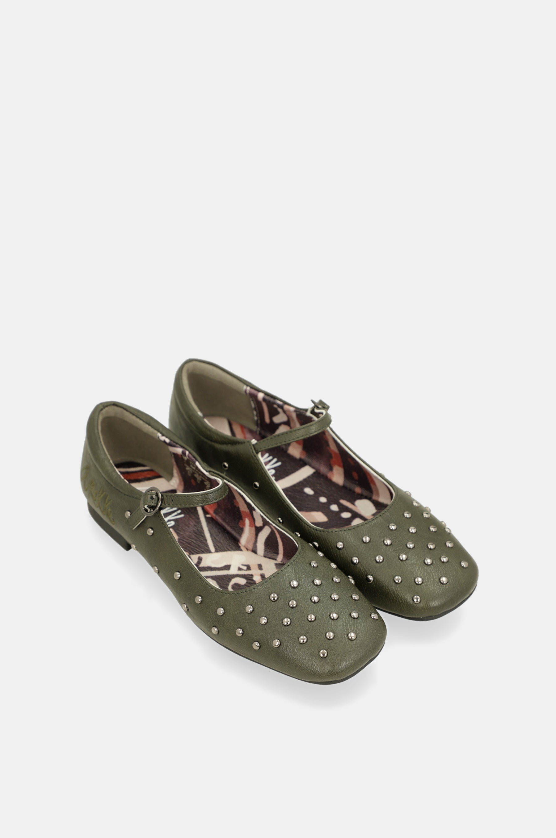 Ballerine ornamenti verde militare