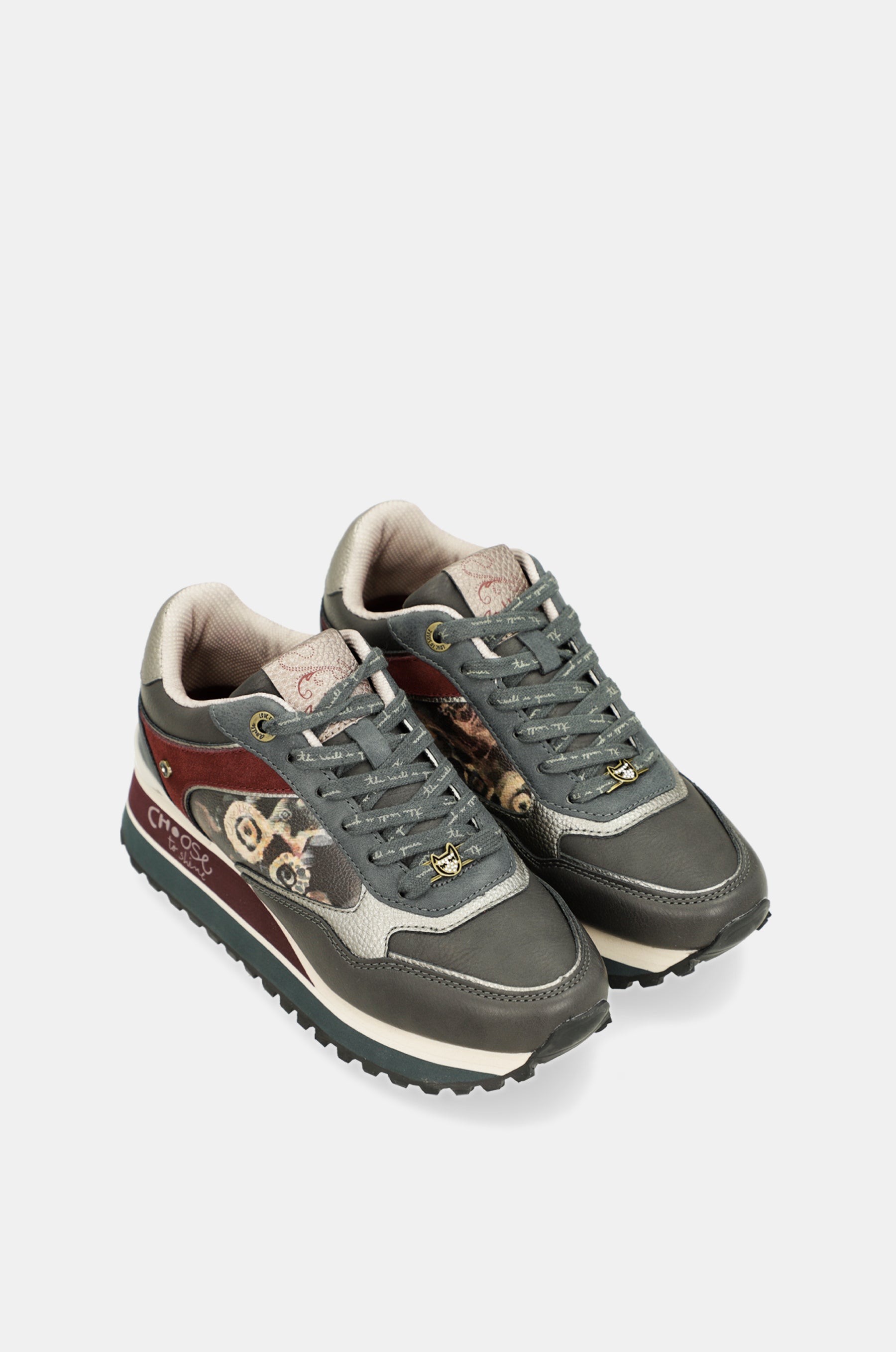 Scarpe sportive piattaforma grigio scuro