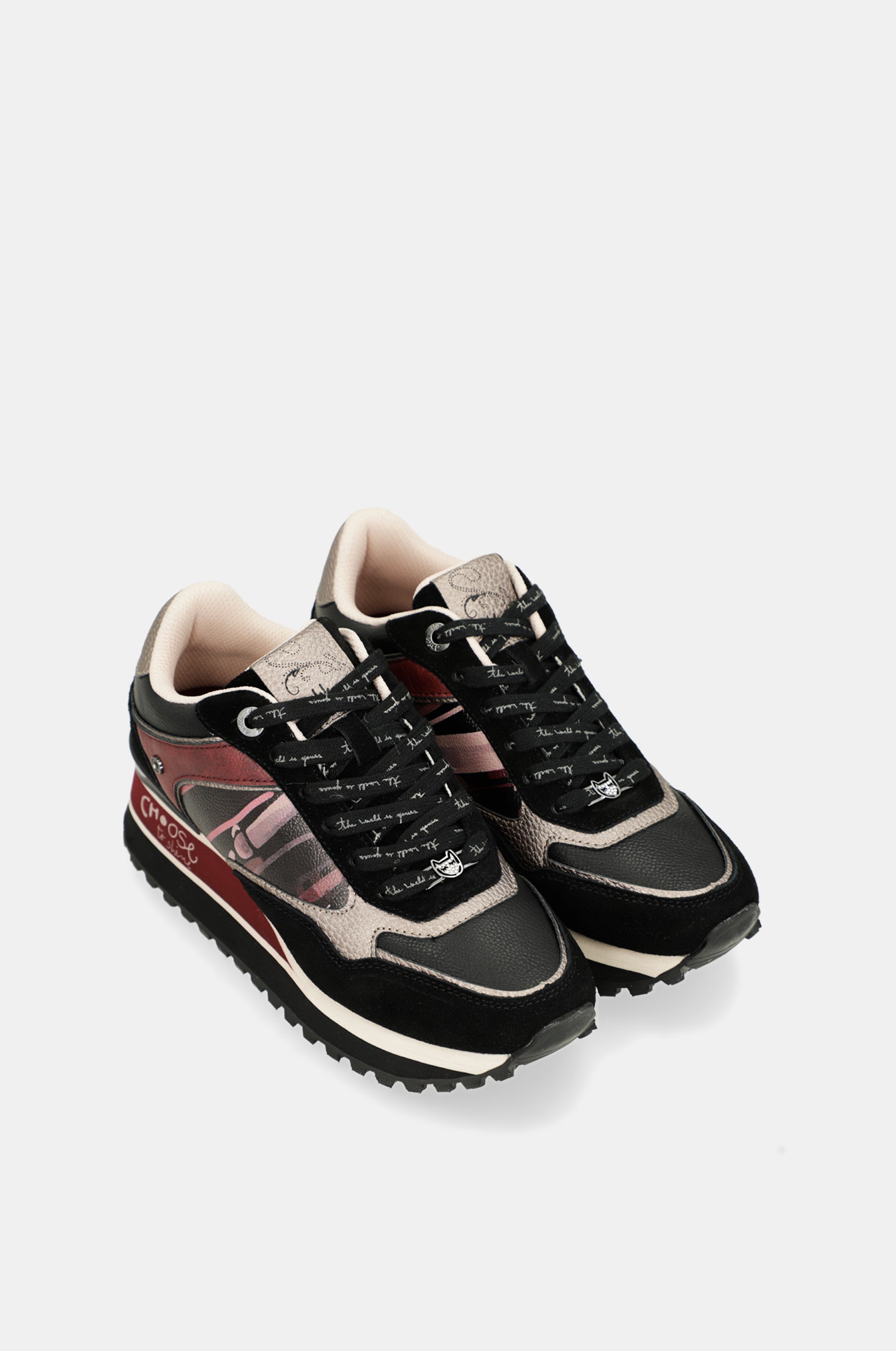 Scarpe sportive piattaforma nero fantasia
