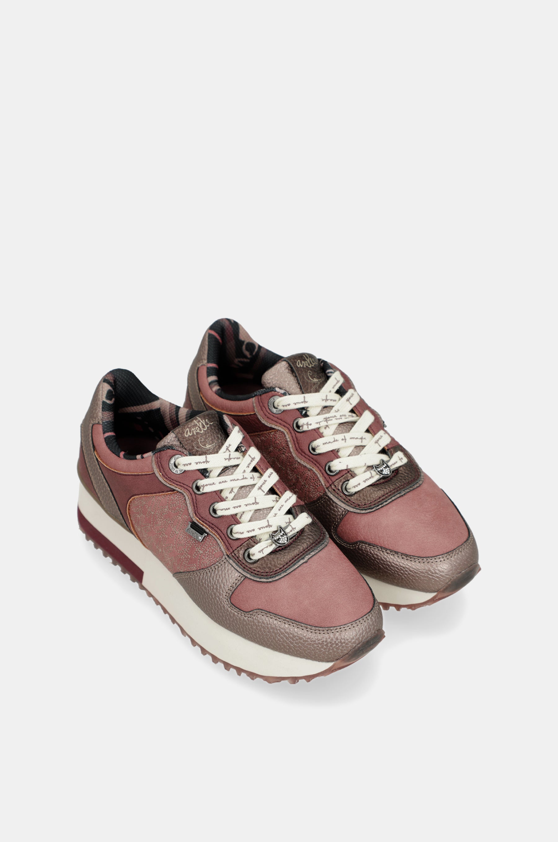 Scarpe sportive piattaforma rosa metallico