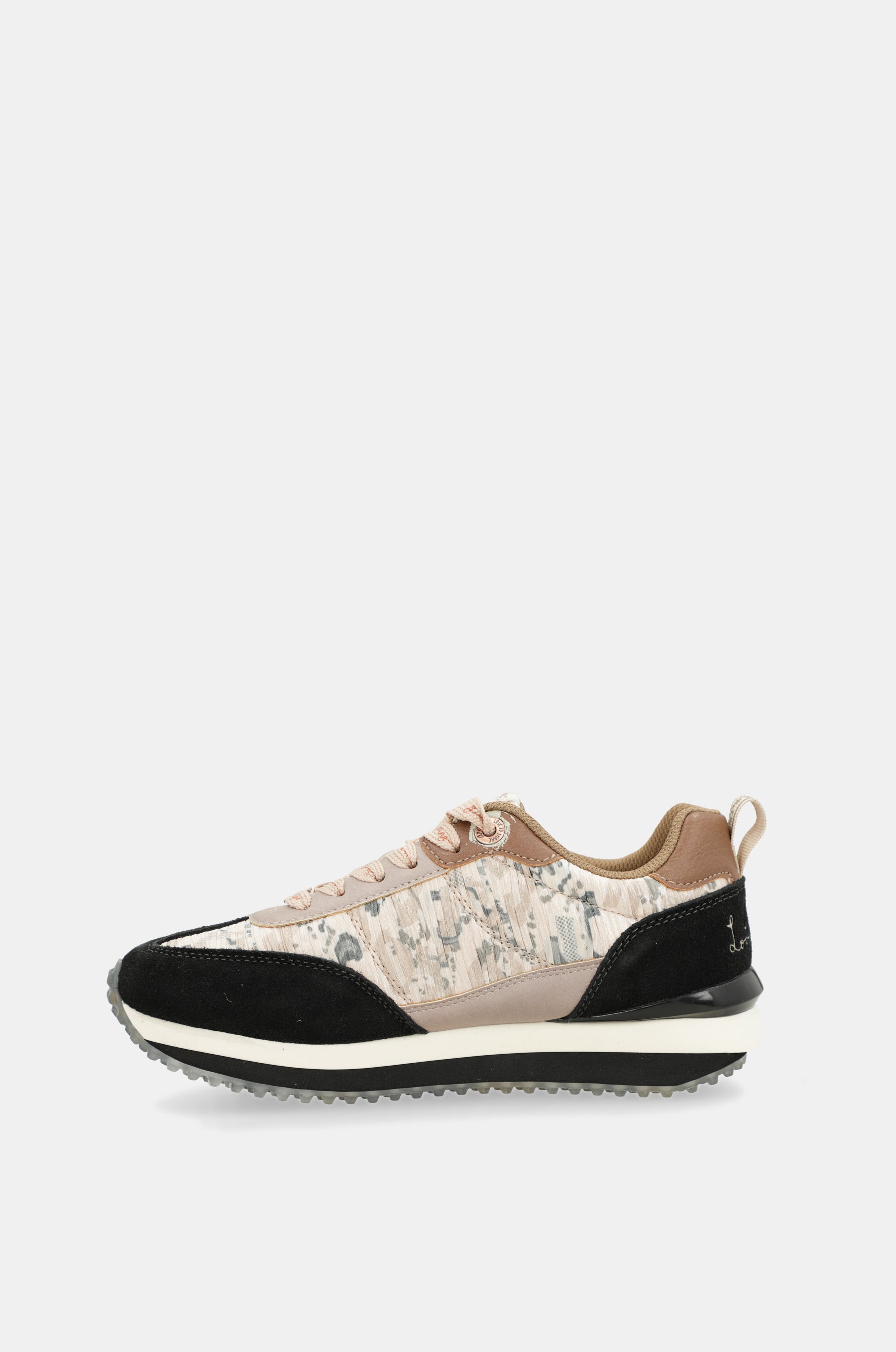 Scarpe sportive nero e oro suola multicolore