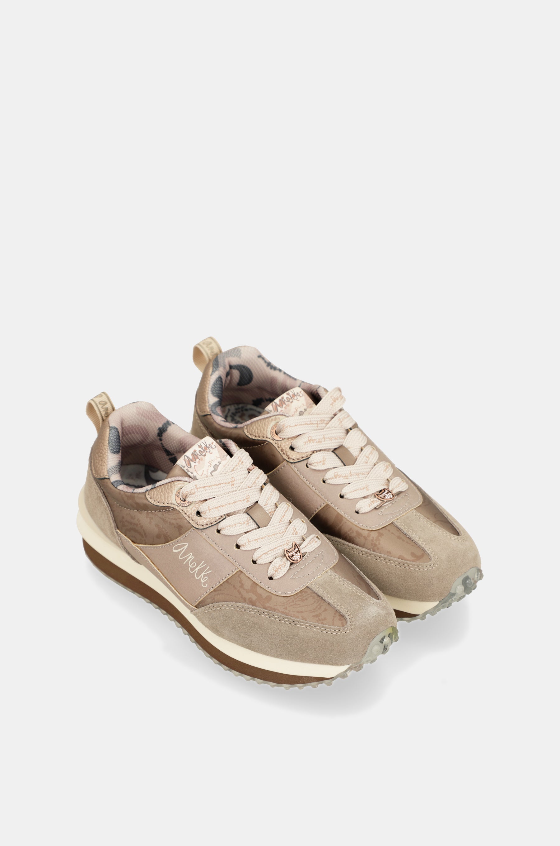 Scarpe sportive beige suola multicolore