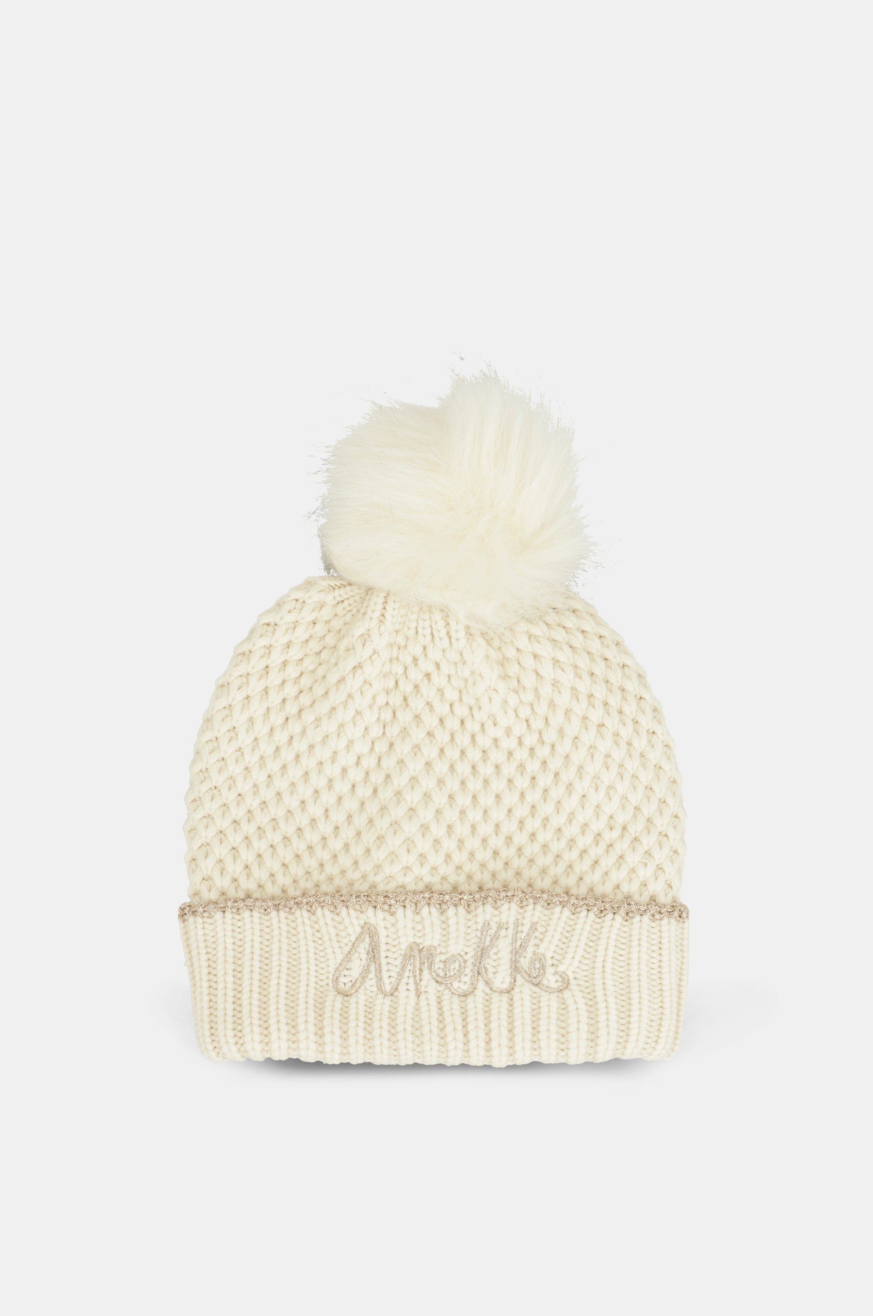 Cappello in maglia beige