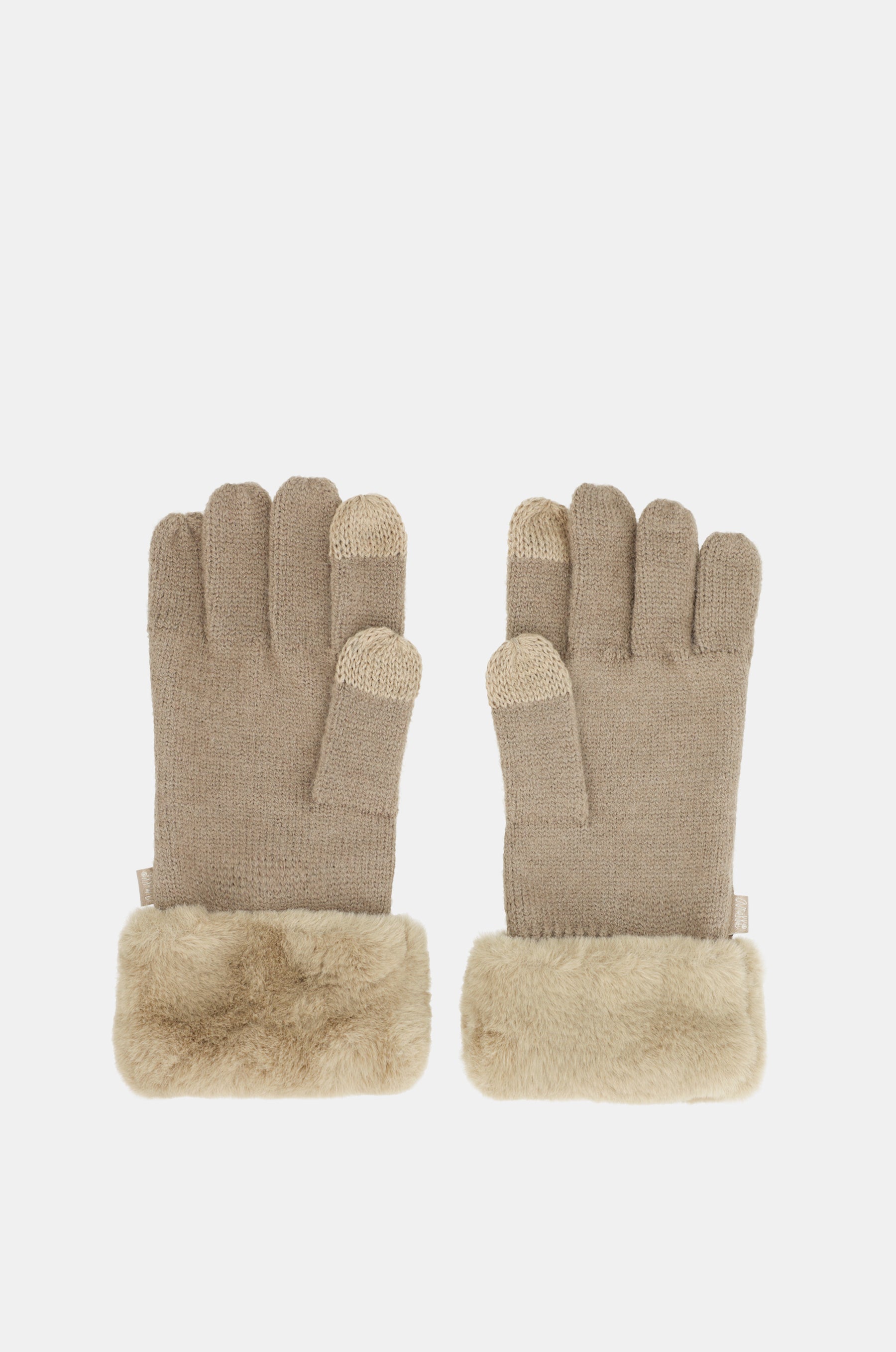 Guanti in maglia beige con particolari