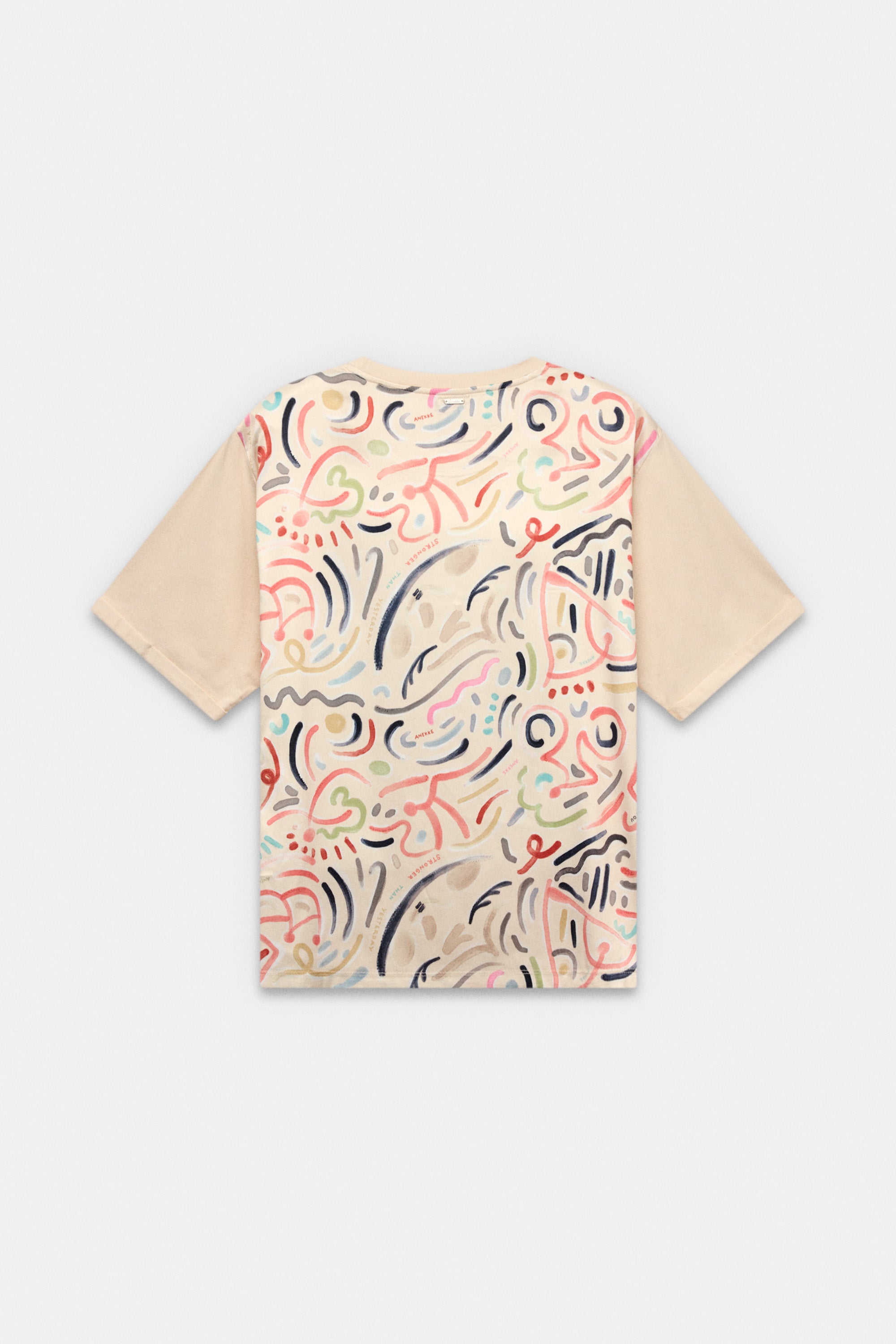 Maglietta a maniche corte beige con stampa