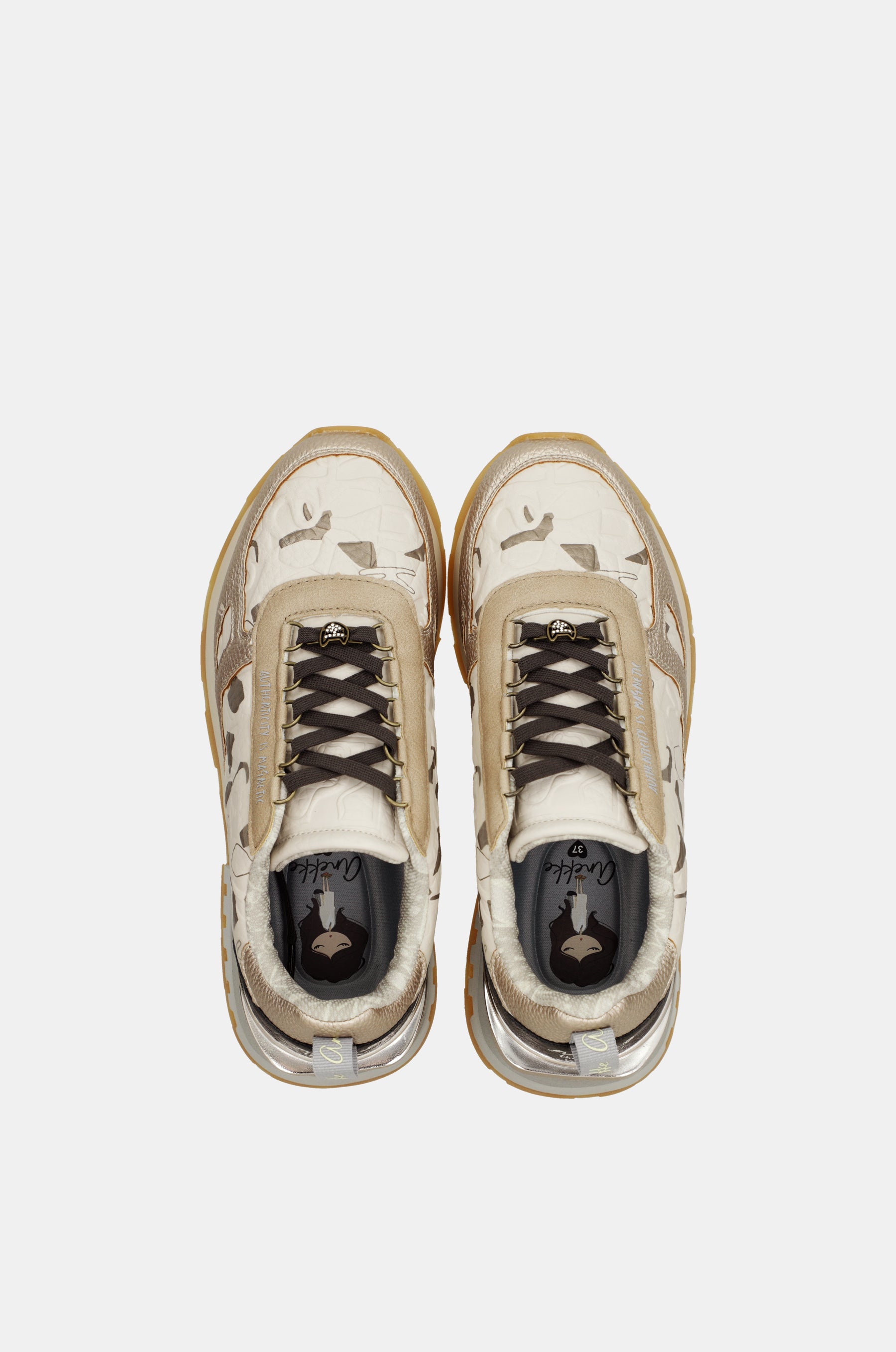 Sneakers beige e dorate