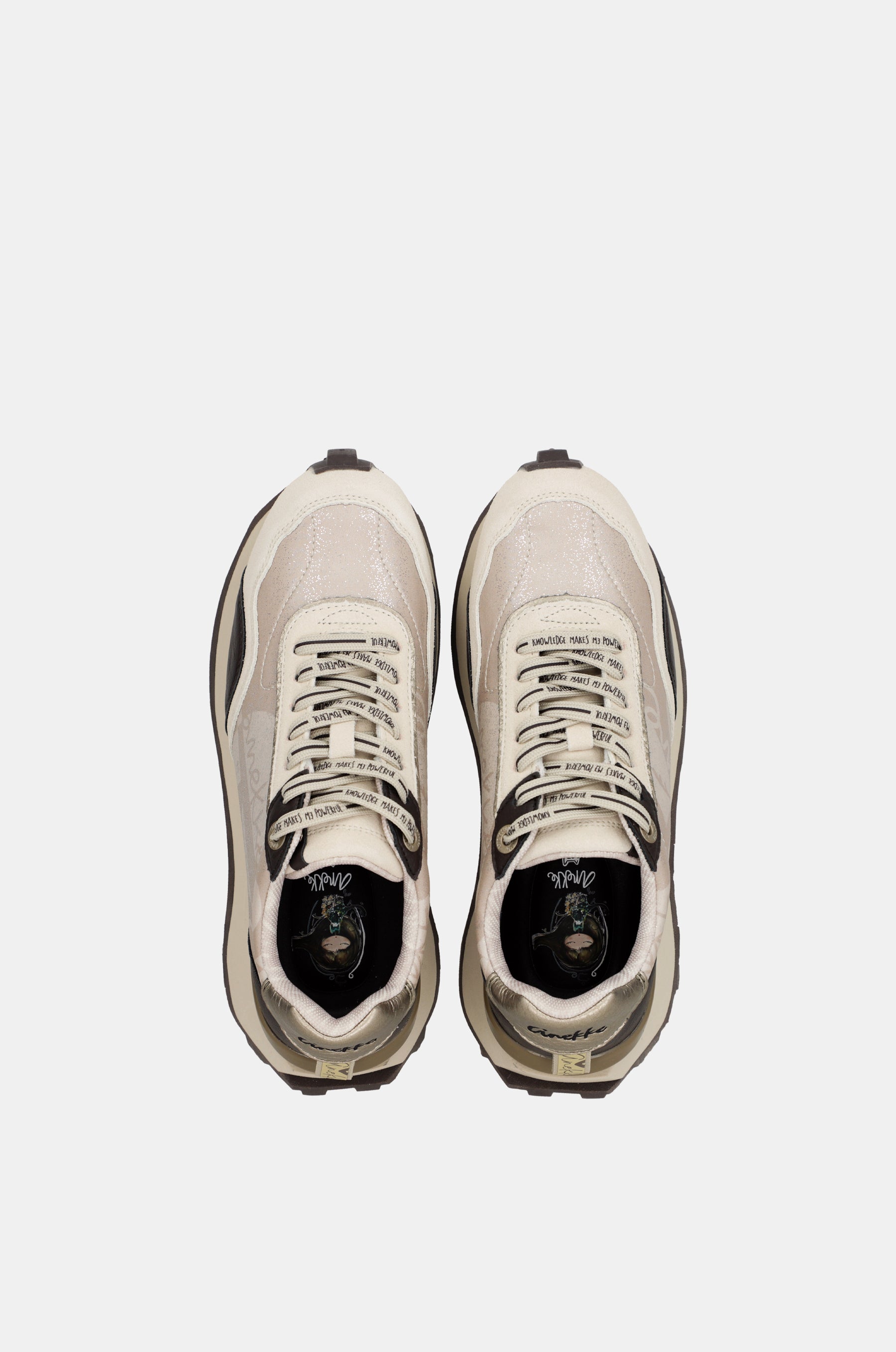 Sneakers beige con dettagli marroni