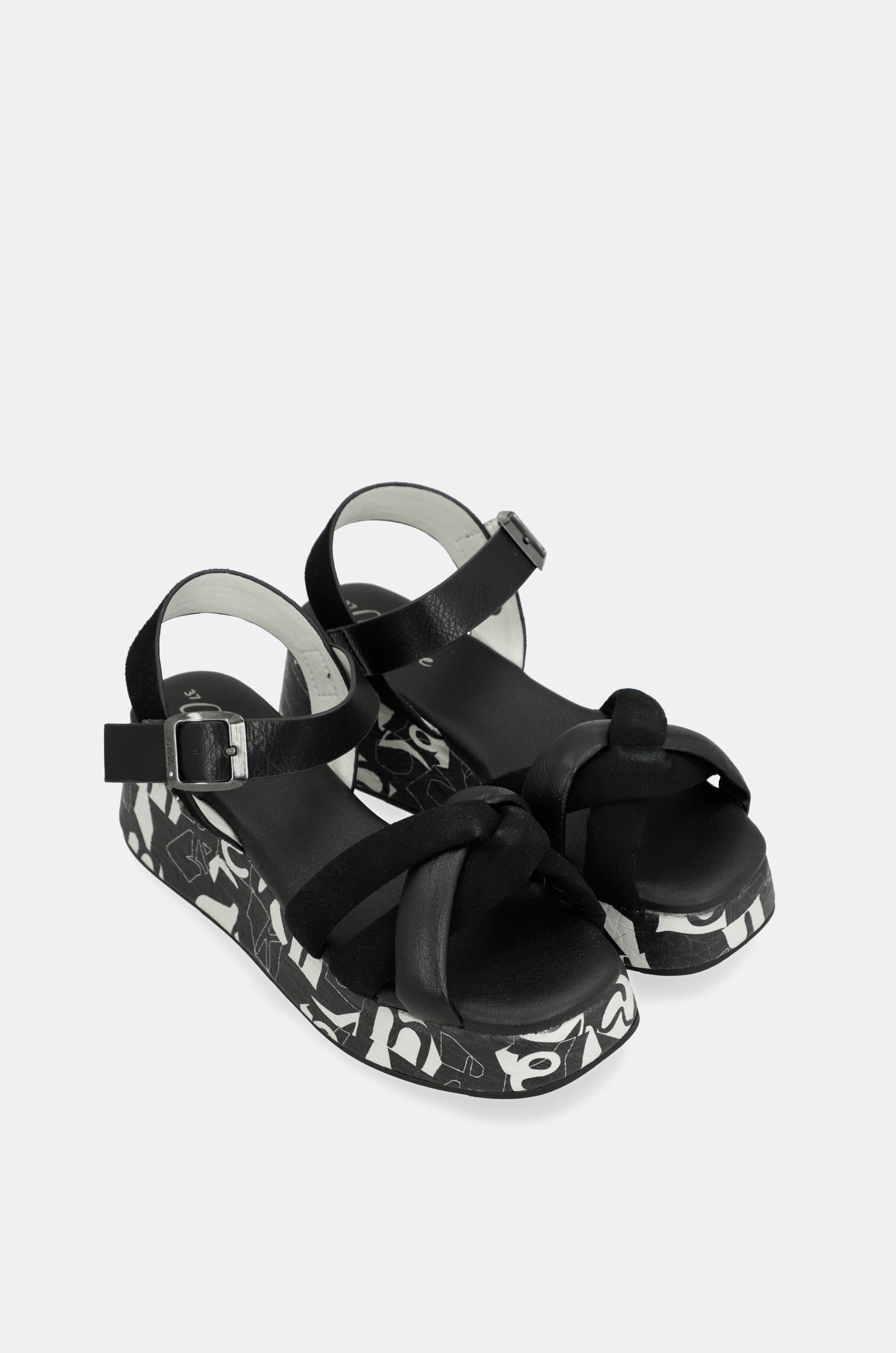 Sandali con platform nero e bianco