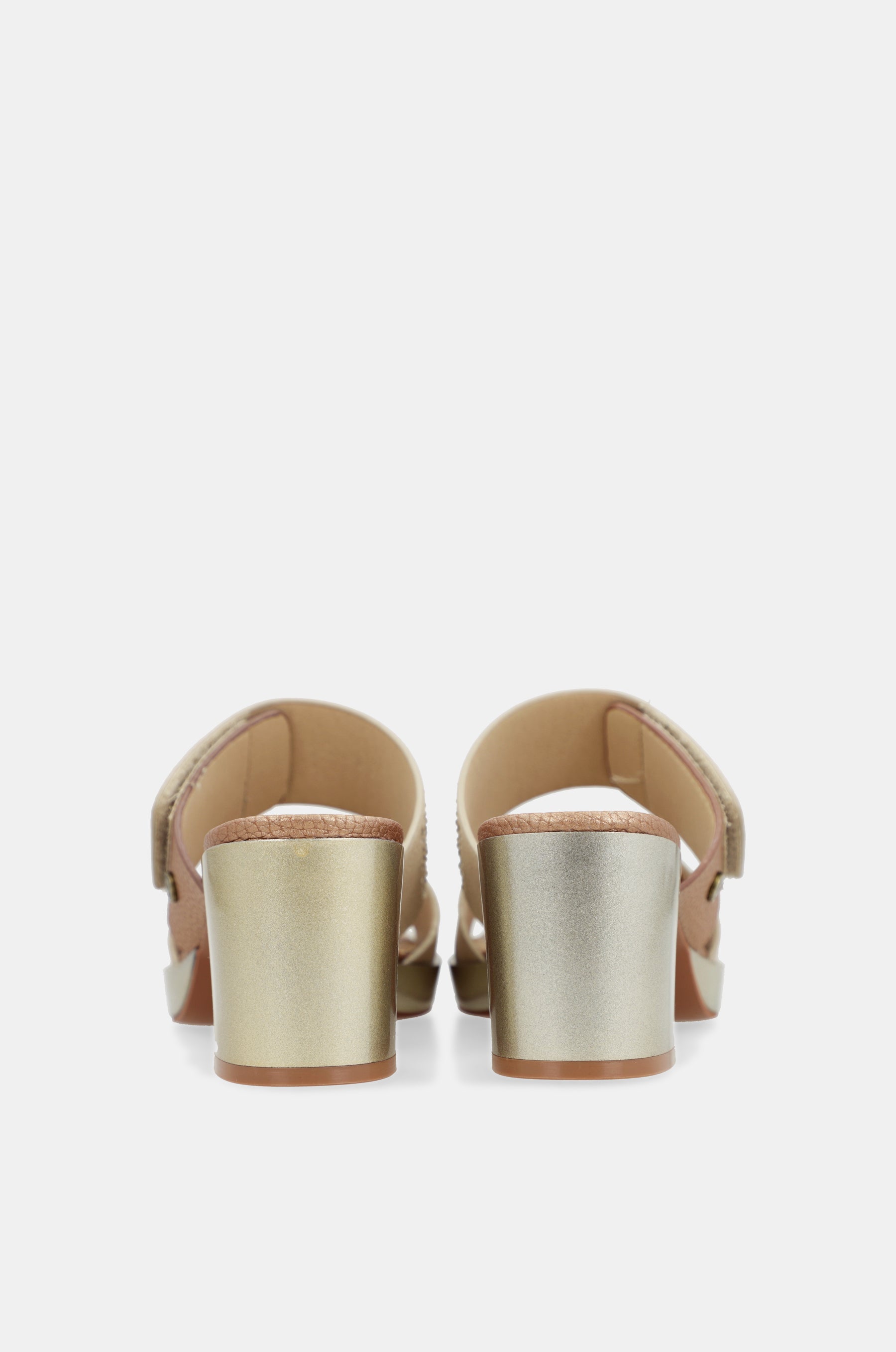 Sandali con tacco beige con strass