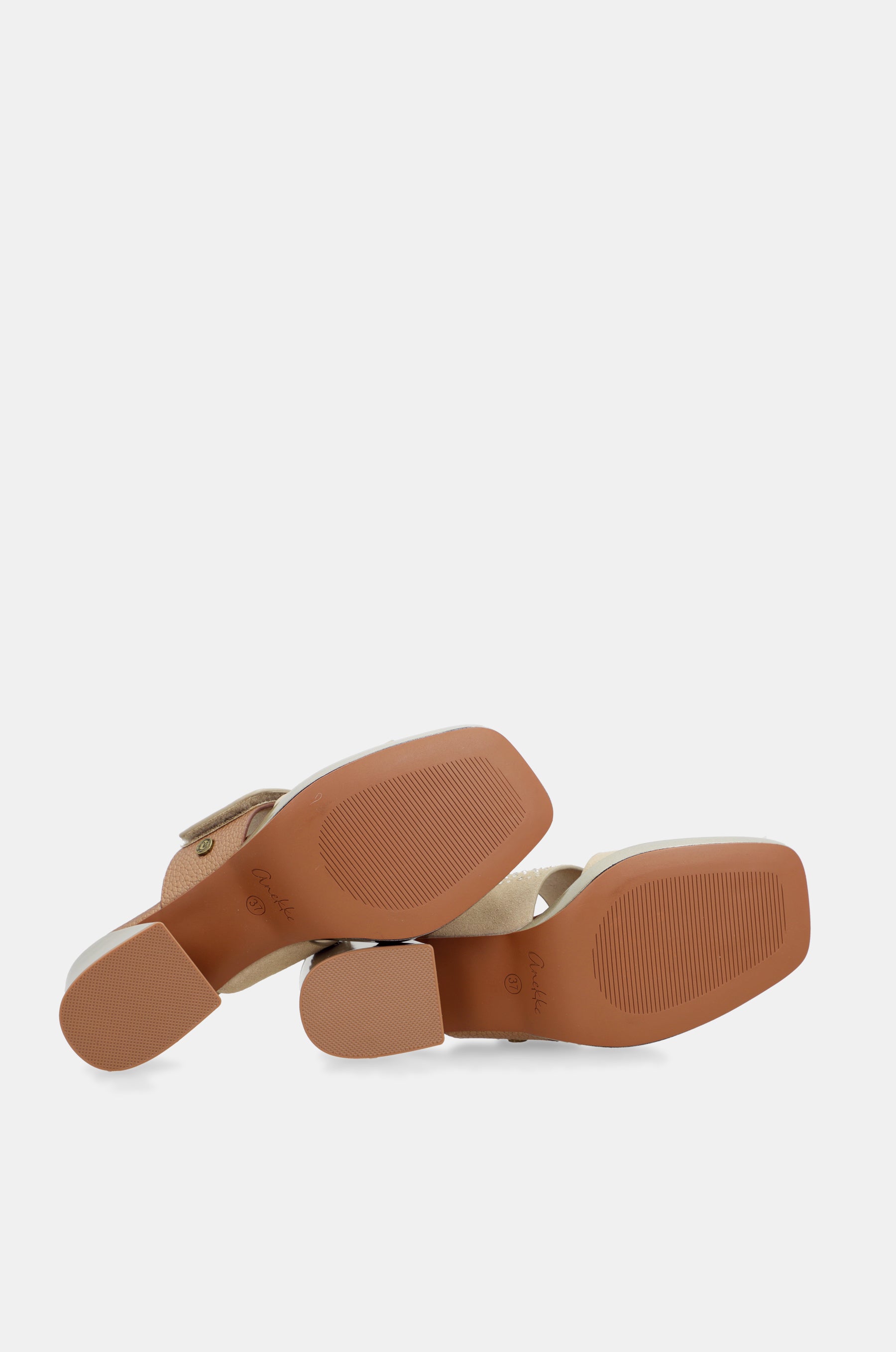 Sandali con tacco beige con strass