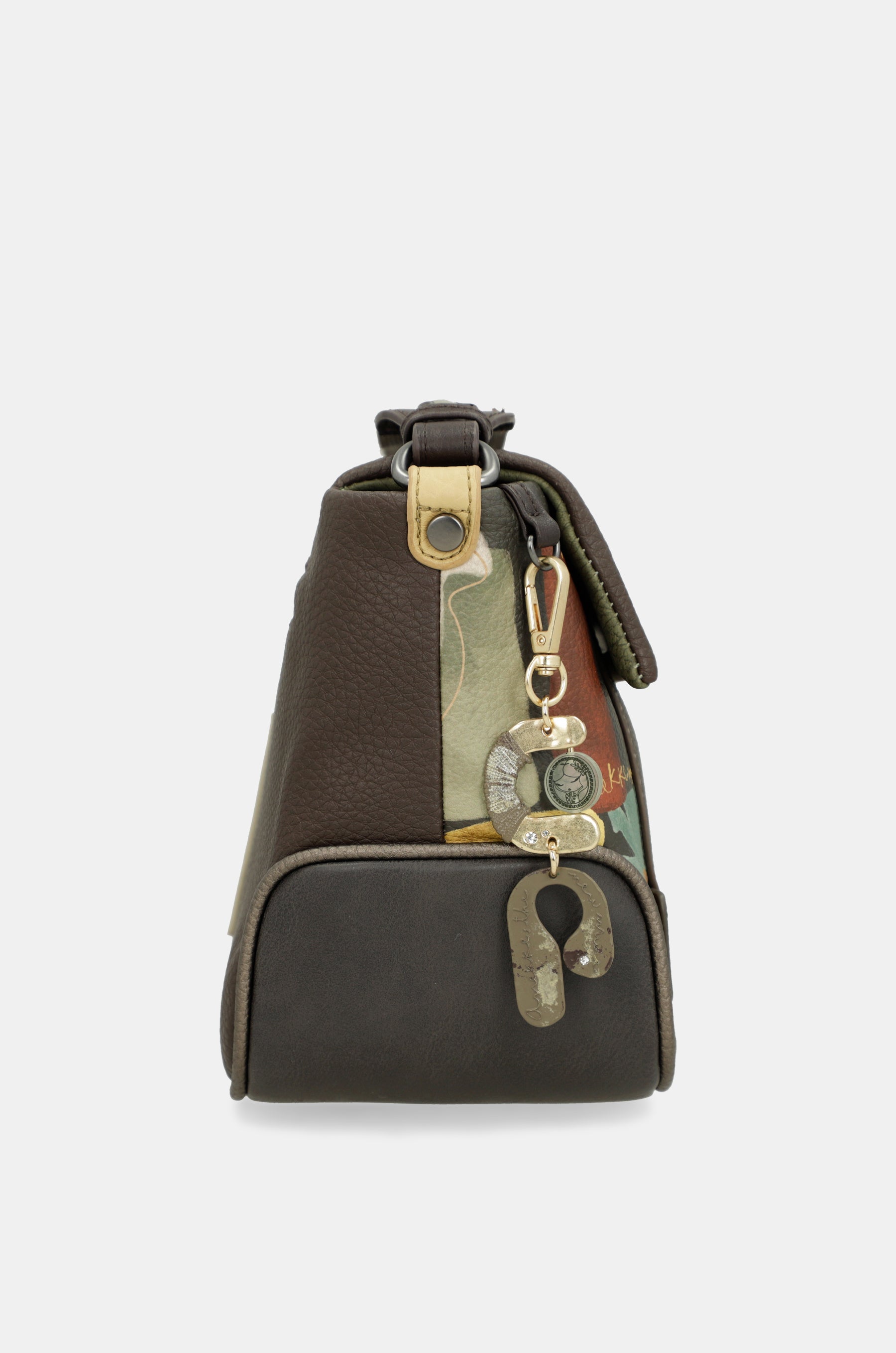 Borsa a tracolla con patta con stampa Amphora