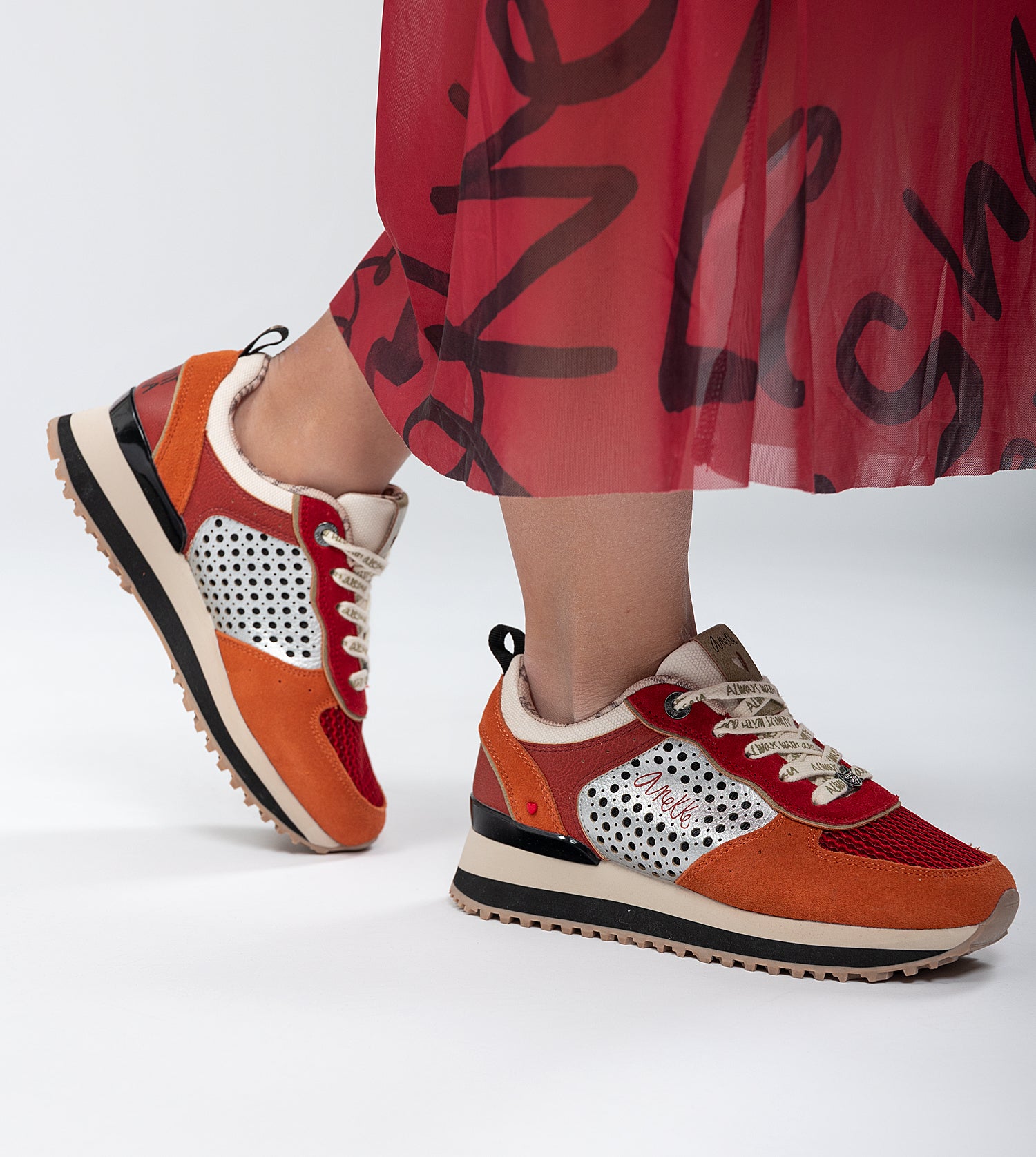 Sneakers piattaforma rossa