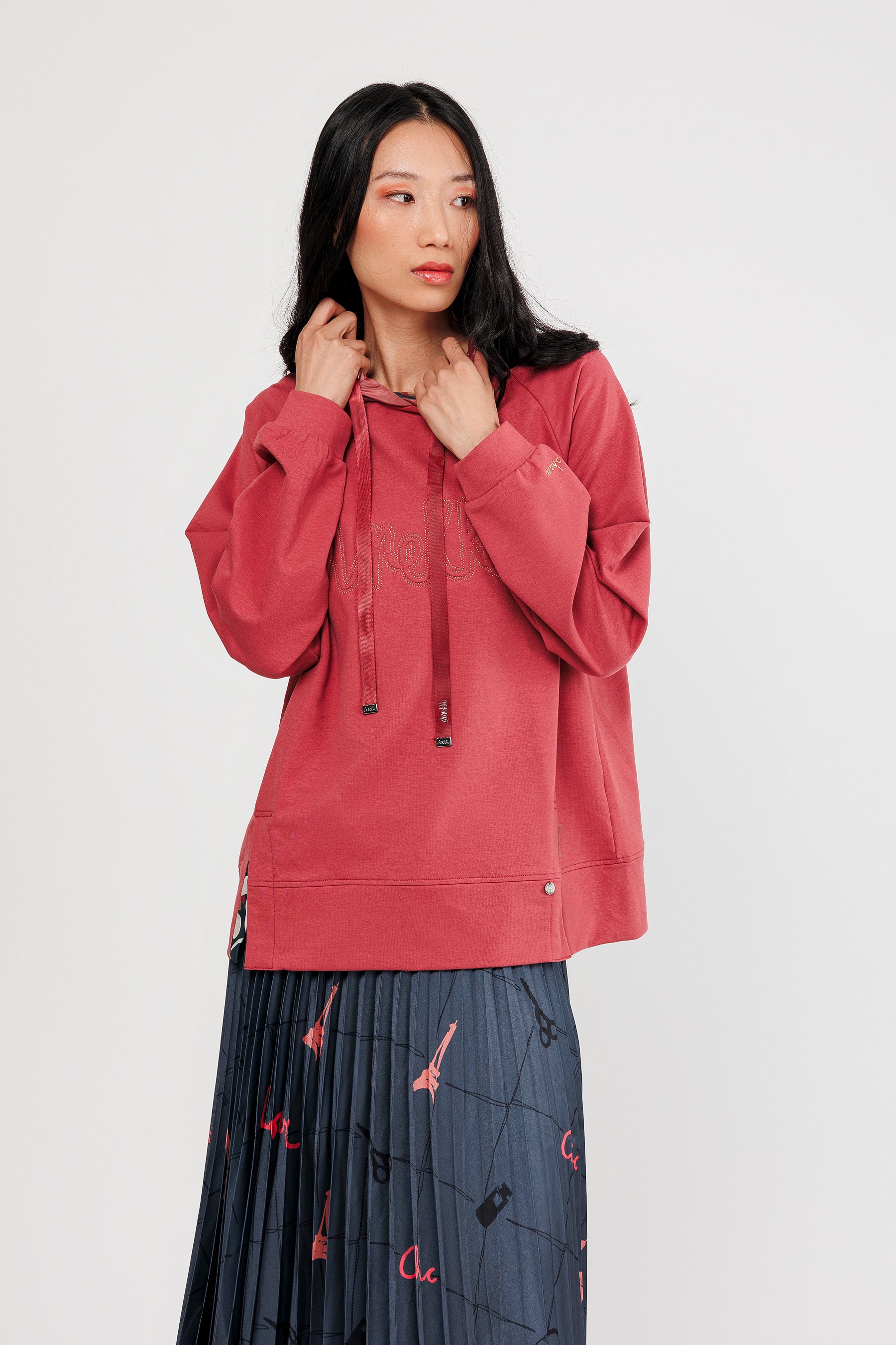 Felpa con cappuccio mattone