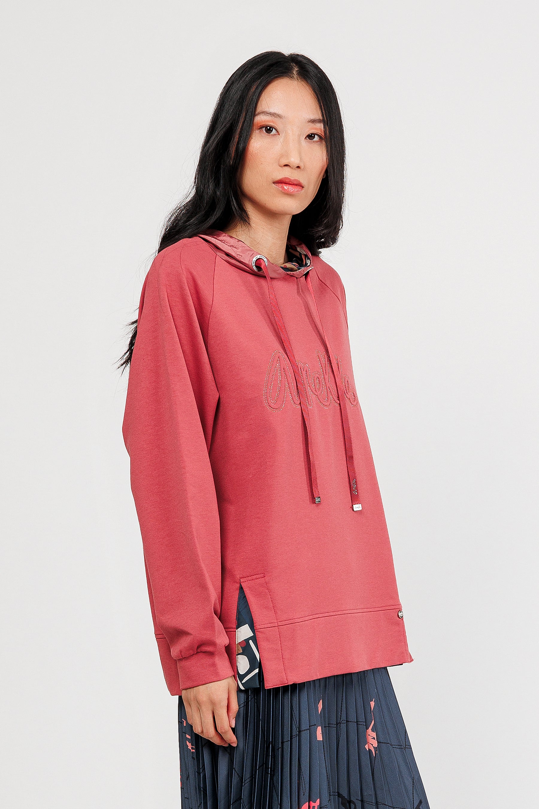 Felpa con cappuccio mattone