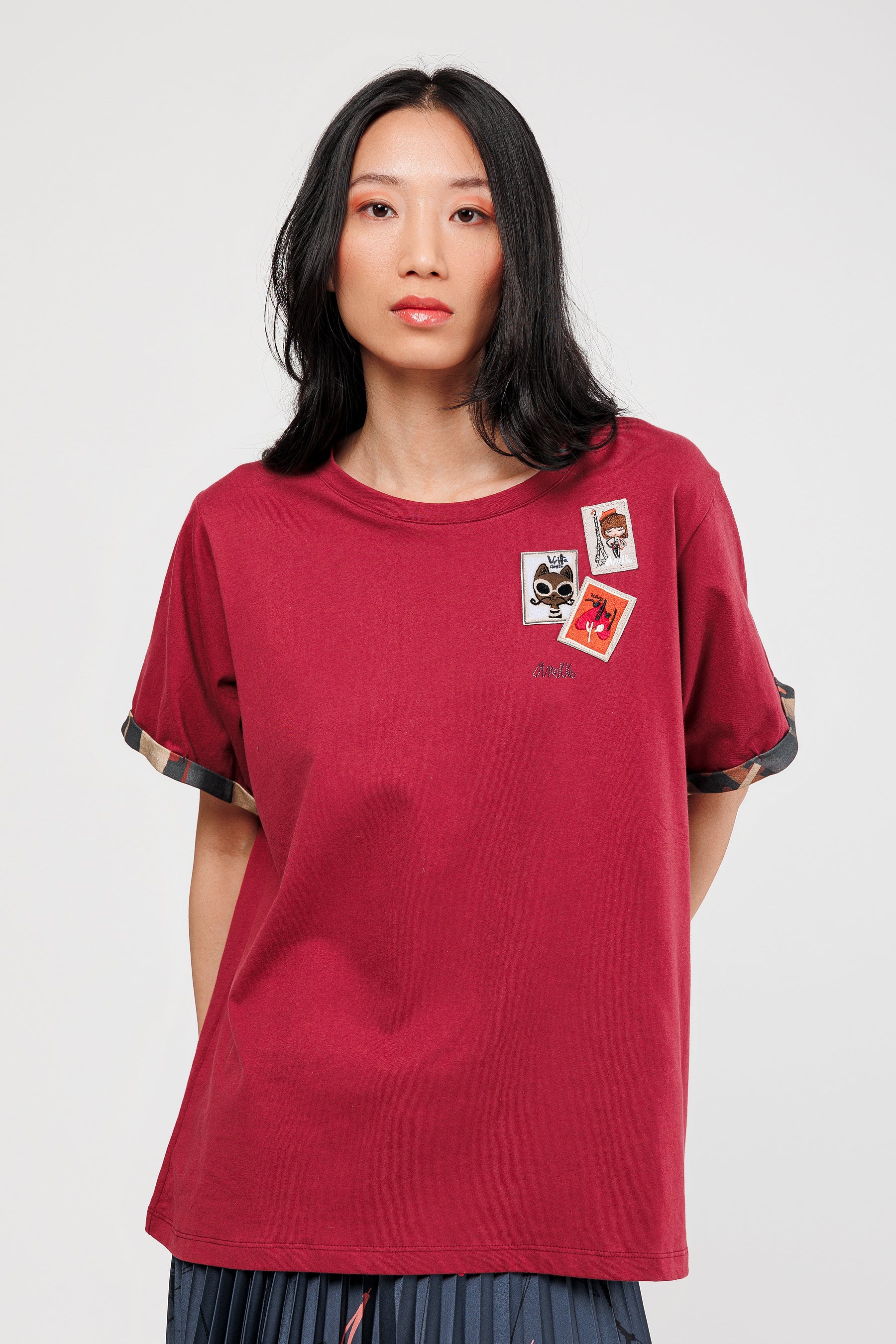 Maglietta manica corta bordeaux