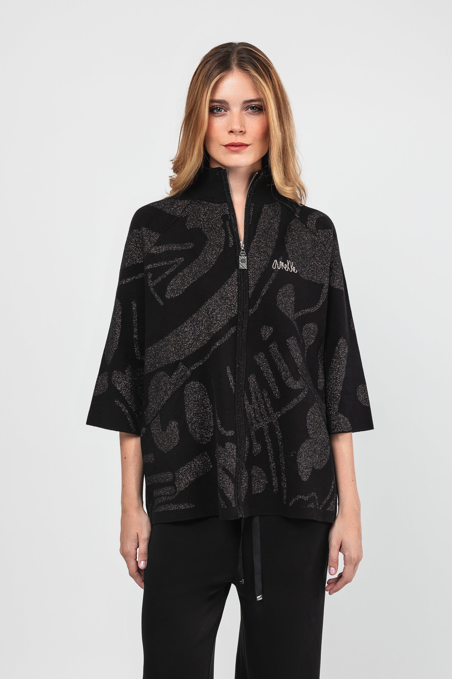 Cardigan nero e argento
