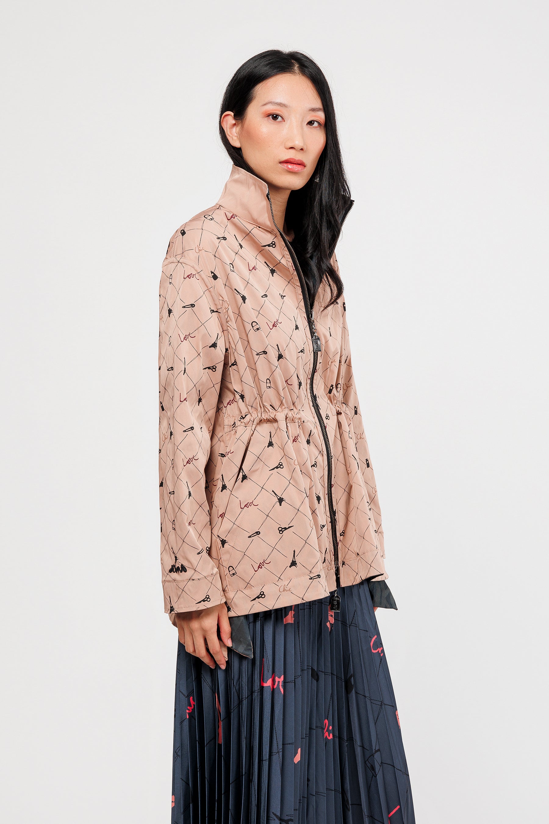 Giacca double-face nera e beige