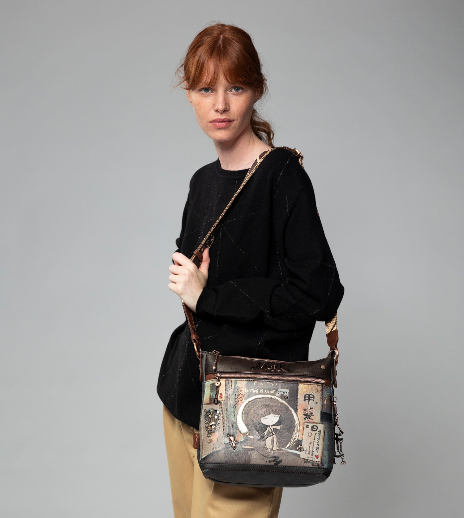 Borsa a tracolla Shōen marrone medio