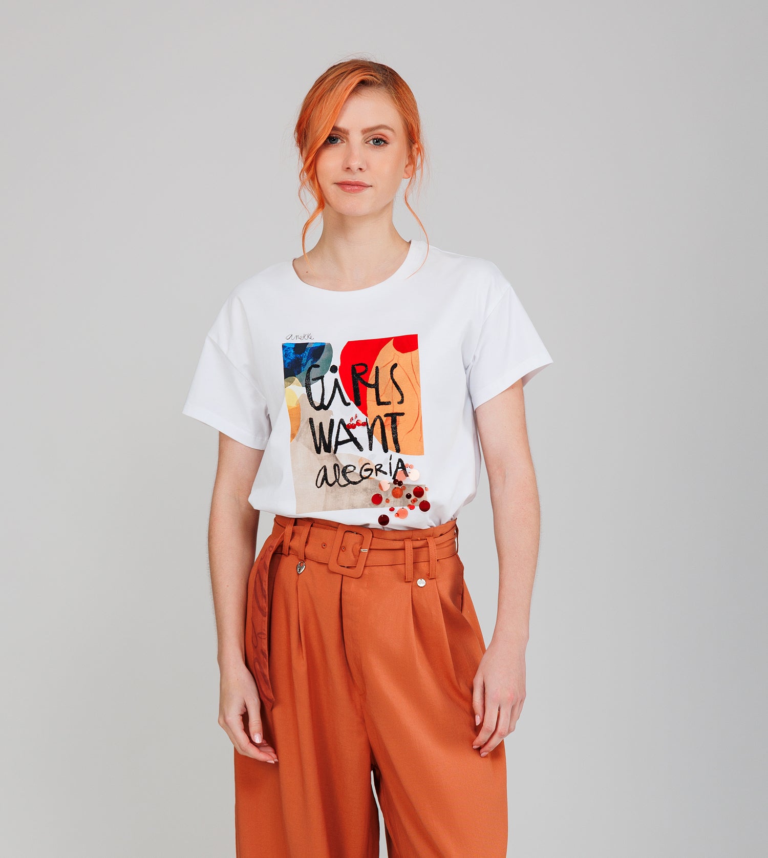 T-shirt bianca a maniche corte Alma