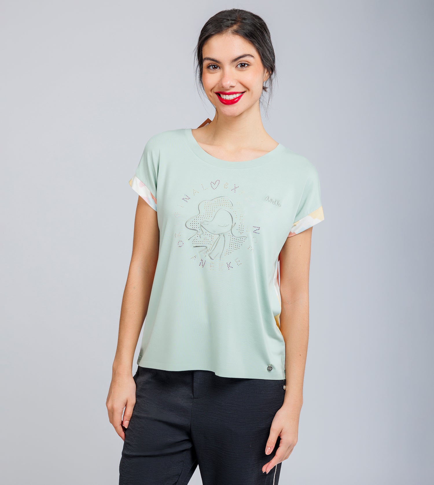 T-shirt verde a maniche corte Memories