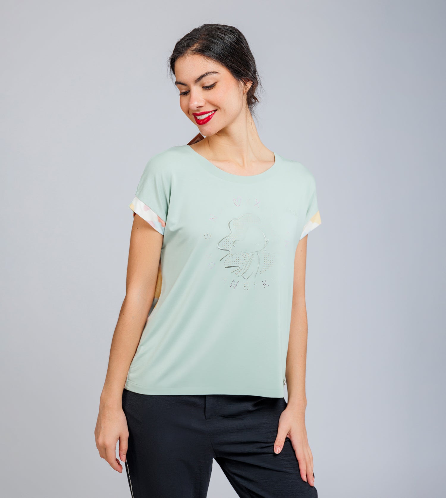 T-shirt verde a maniche corte Memories