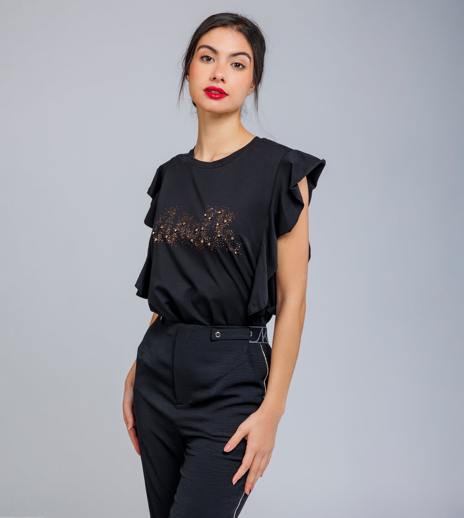 T-shirt brillante a maniche corte Anekke