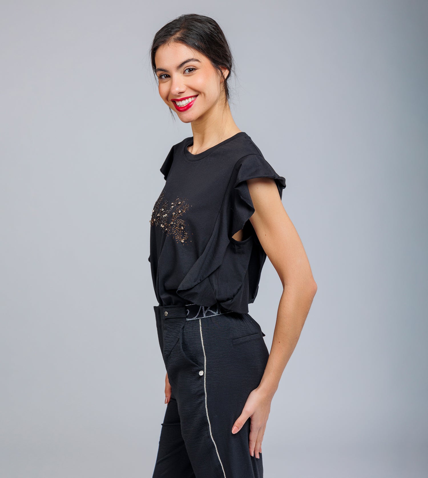 T-shirt brillante a maniche corte Anekke