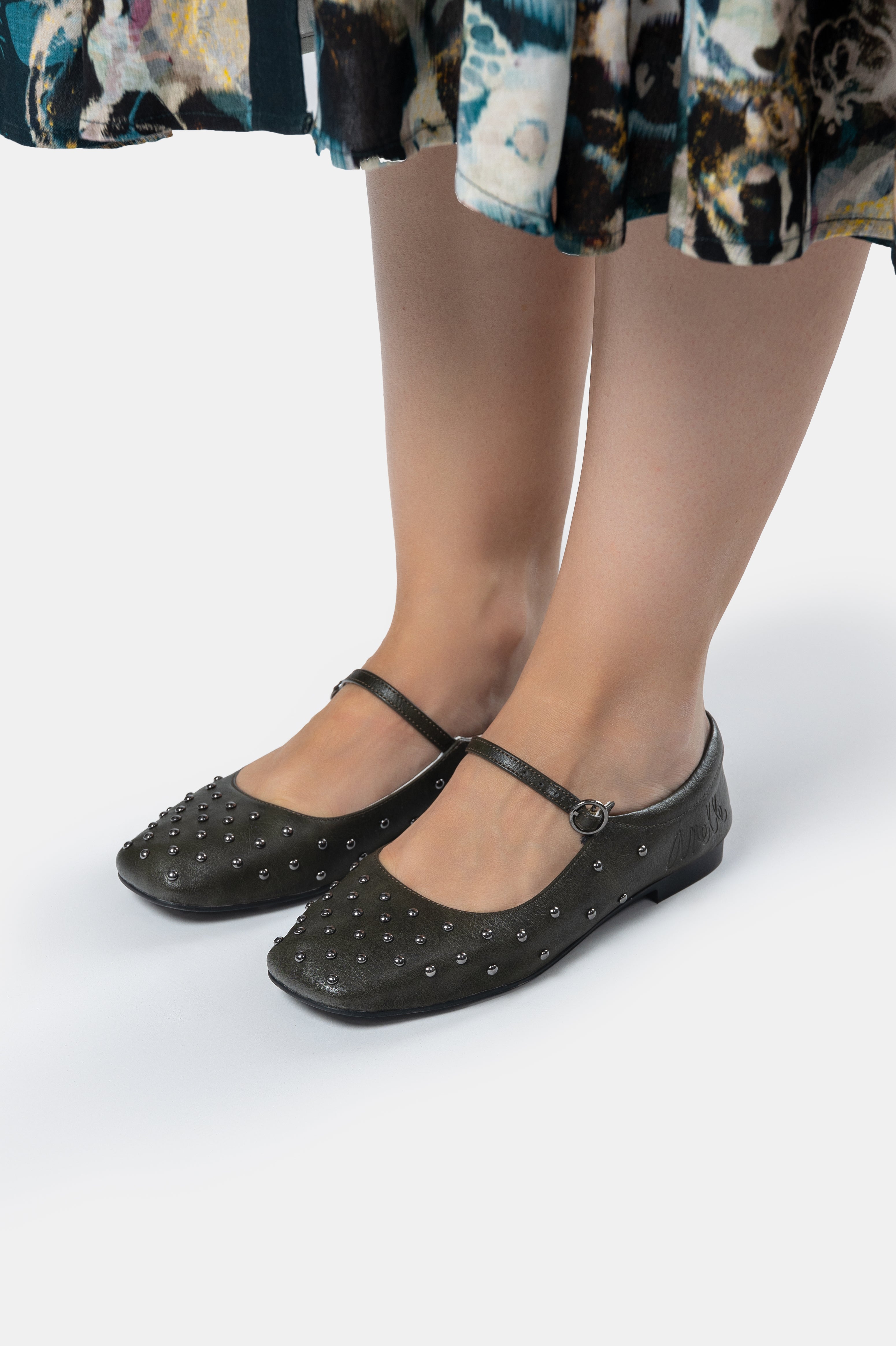 Ballerine ornamenti verde militare