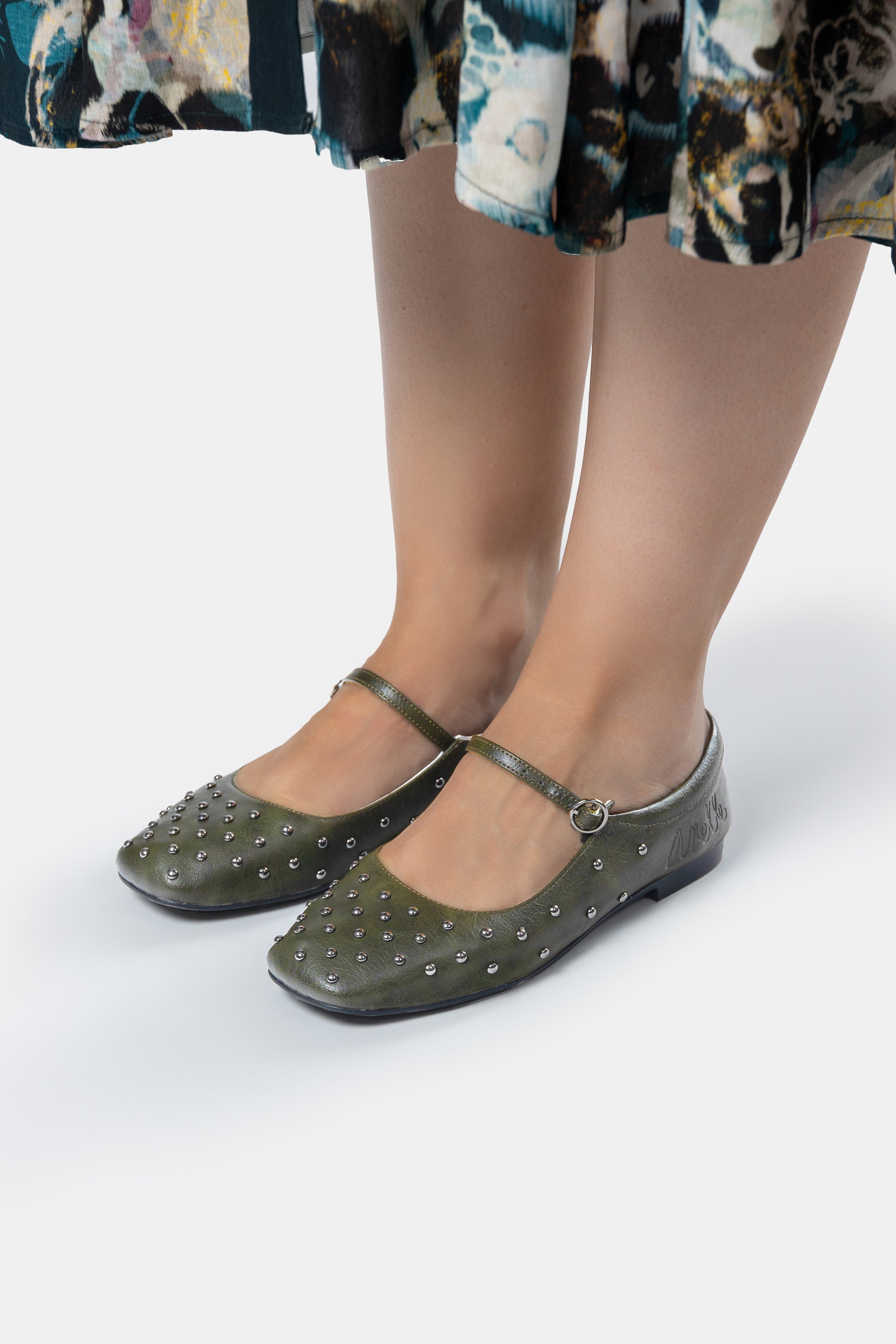 Ballerine ornamenti verde militare