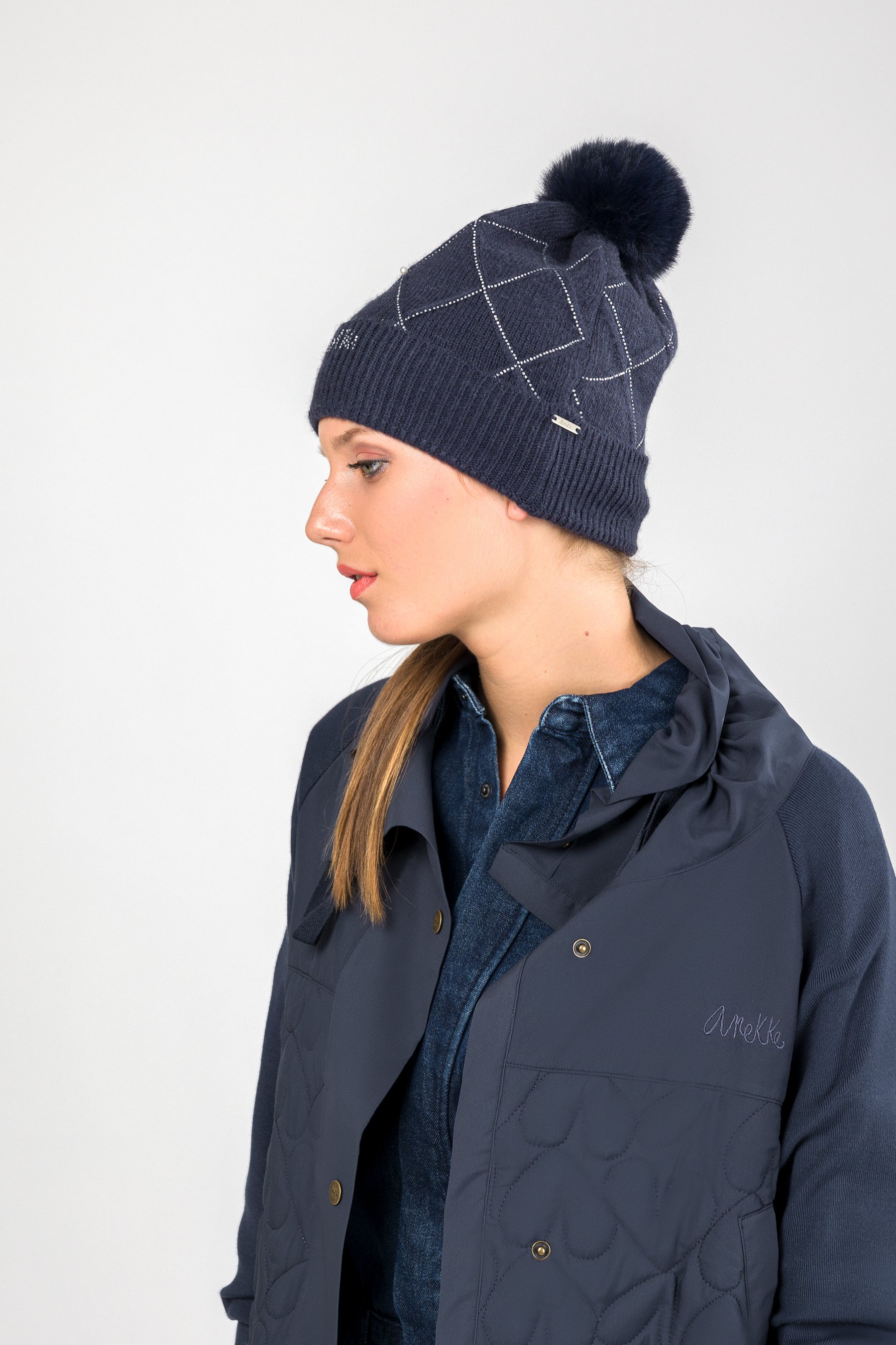 Cappello in maglia blu